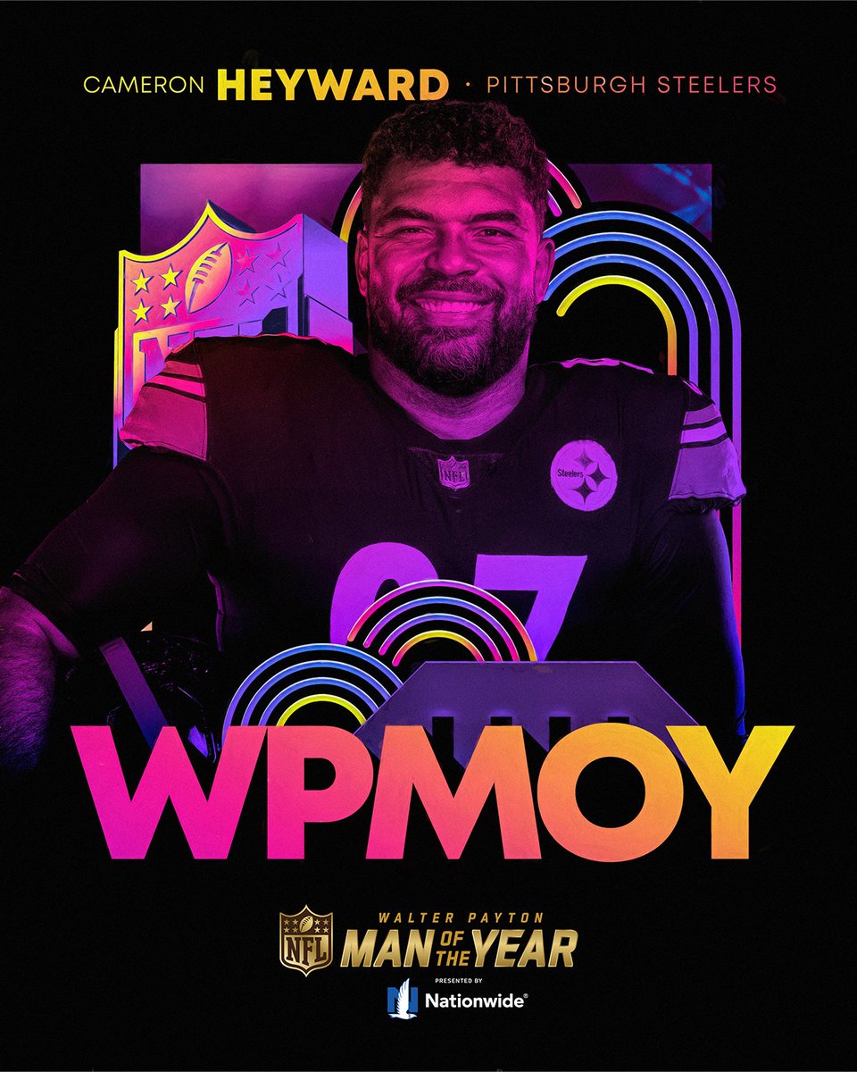 The NFL's highest honor.

<a href="/CamHeyward/">Cam Heyward</a>, the 2023 Walter Payton Man of the Year. 🙌 #WPMOY <a href="/Nationwide/">Nationwide</a>