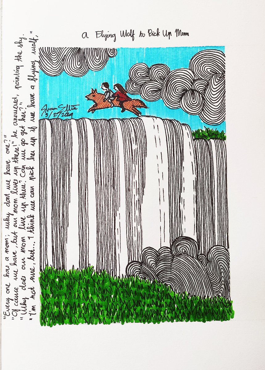 A Flying Wolf to Pick Up Mom

#childhood #penandink #markersart #arttwt #fantasydrawing #drawing #traditionalart #artmoots #artcommunity #pendrawing