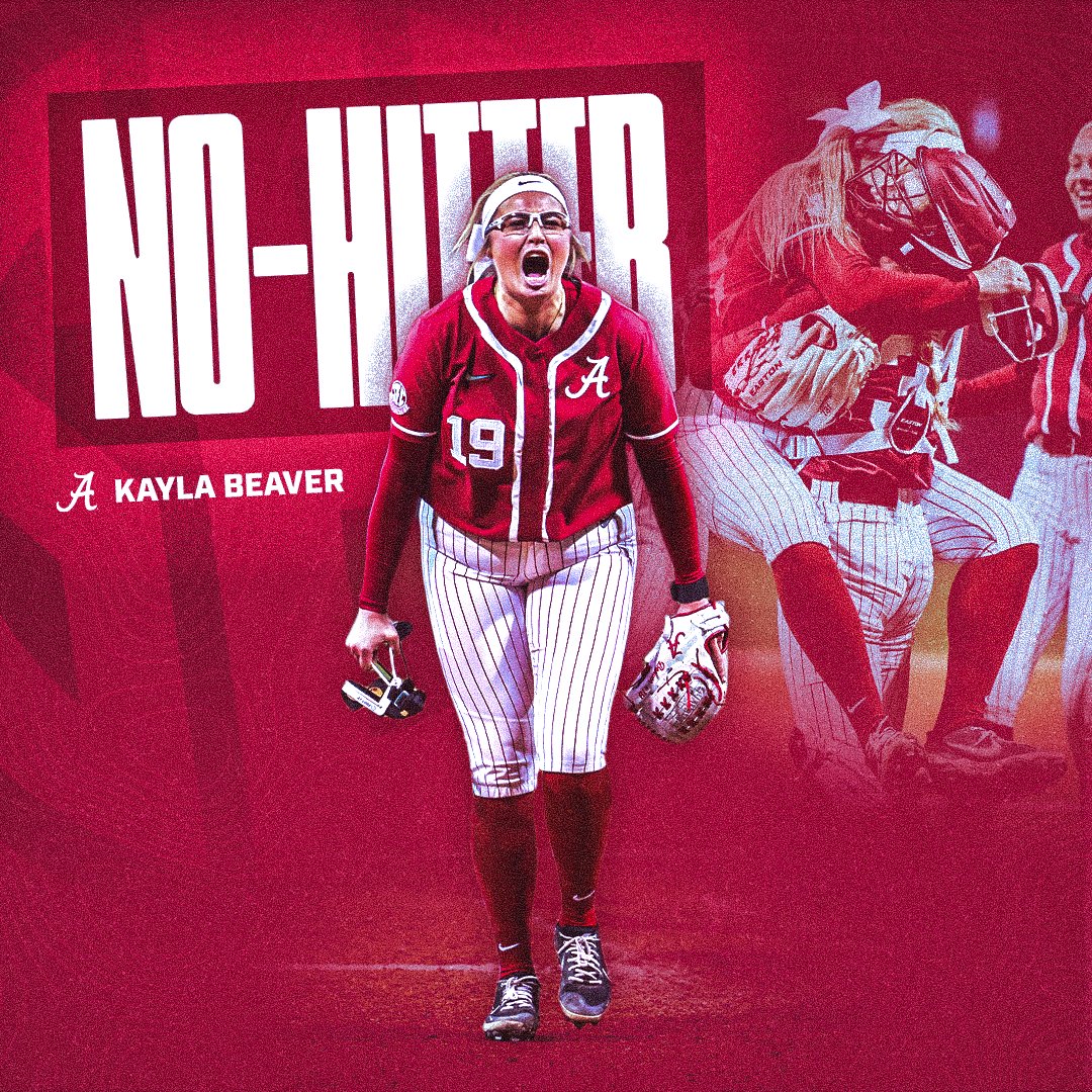 SEC's tweet photo. OPENING DAY NO-NO 🚨

@kaylabeaverr struck out 14 en route to a NO-HITTER in her Alabama debut – a 3-0 win over Villanova!

@AlabamaSB x #SECSB https://t.co/oKPOdTPiDQ