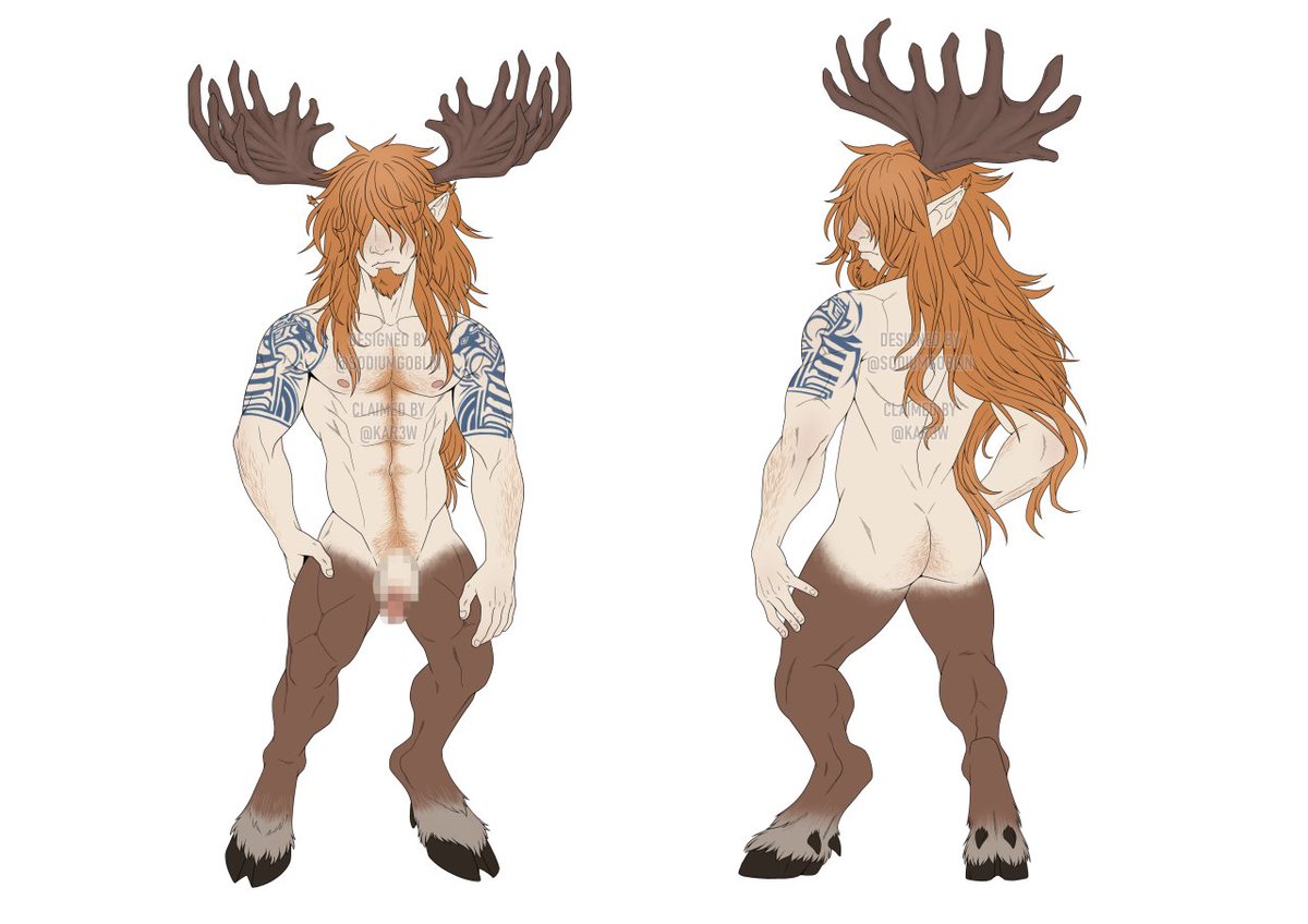 A stag satyr adoptable claimed by @kar3w! Thank you so much 💖