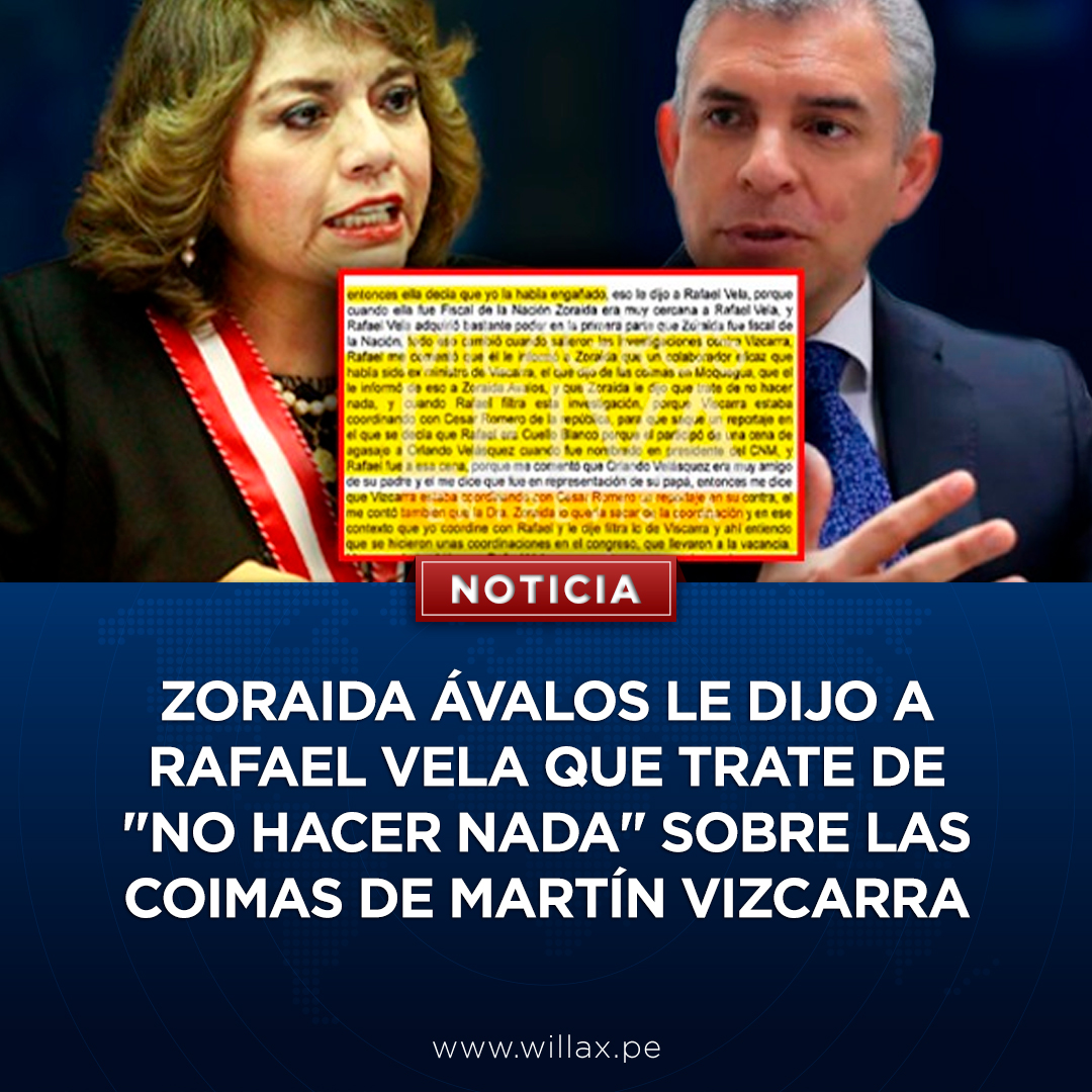 #MilagrosLeivaEntrevista | Zoraida Ávalos le dijo a Rafael Vela que trate de "no hacer nada" sobre las coimas de Martín Vizcarra.

Lee más aquí 👉 bit.ly/4by0tCE