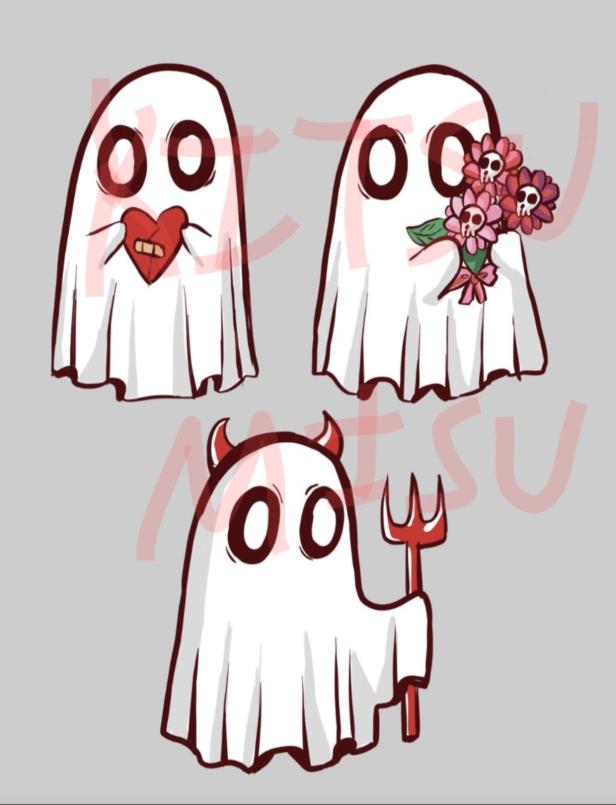 KitsuMisu's tweet image. Ghost stickers for Valentine's day 💌