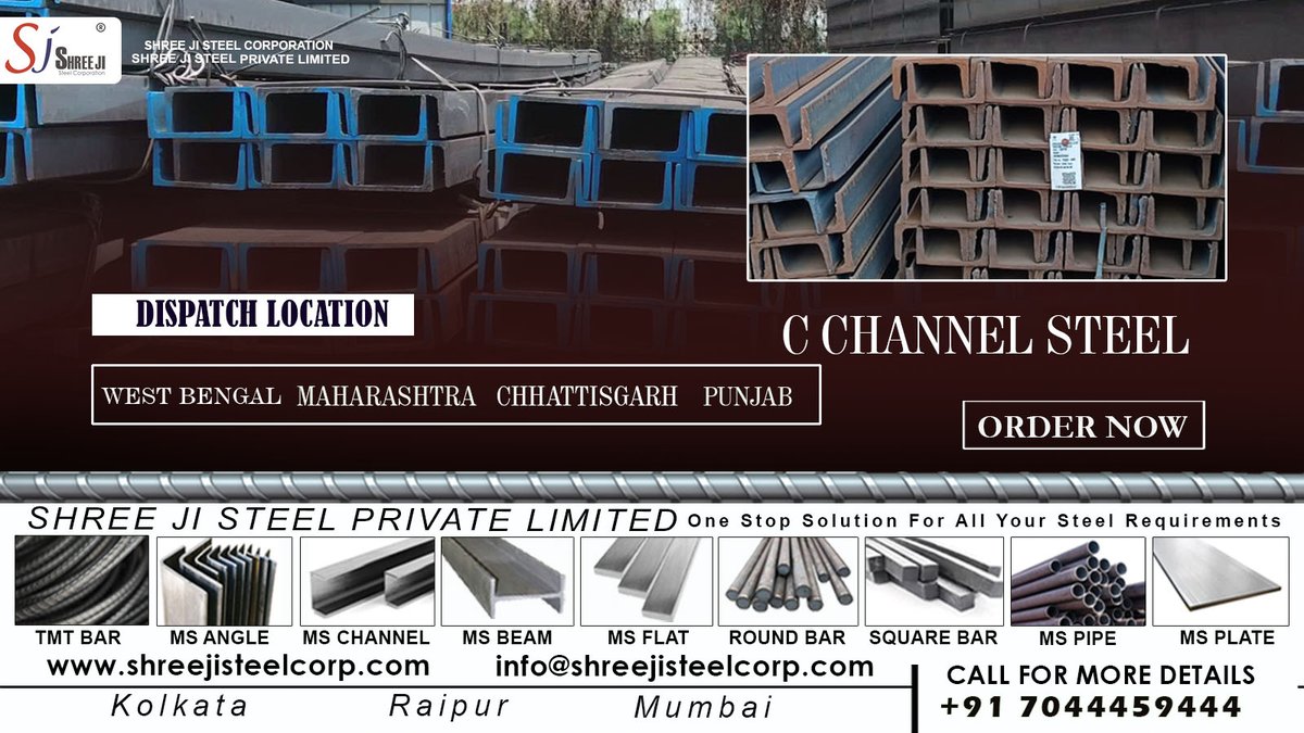 shreejisteel1's tweet image. C Channel Steel, offered by Shree Ji Steel Private Limited, previously known as Shree Ji Steel Corporation, is a versatile and sturdy structural component widely used in construction and fabrication.#mschannel #mschannels #cchannelsupplier #cchannelwholesaler #shreejisteel