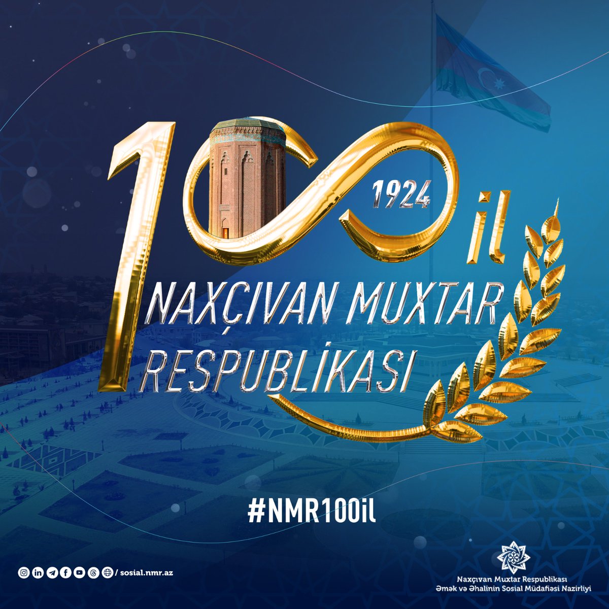 sosial_nmr_az's tweet photo. 9-fevral Naxçıvan Muxtar Respublikasının yaranma günüdür!
Bu gün hər sahədə yüksək inkişaf yoluna qədəm qoymuş Naxçıvan Muxtar Respublikası yaranmasının 100-cü ildönümünü böyük ruh yüksəkliyi və gələcəyə inamla qeyd edir.
#NMRƏƏSMN #9fevral #100 https://t.co/UeF4RYkr15