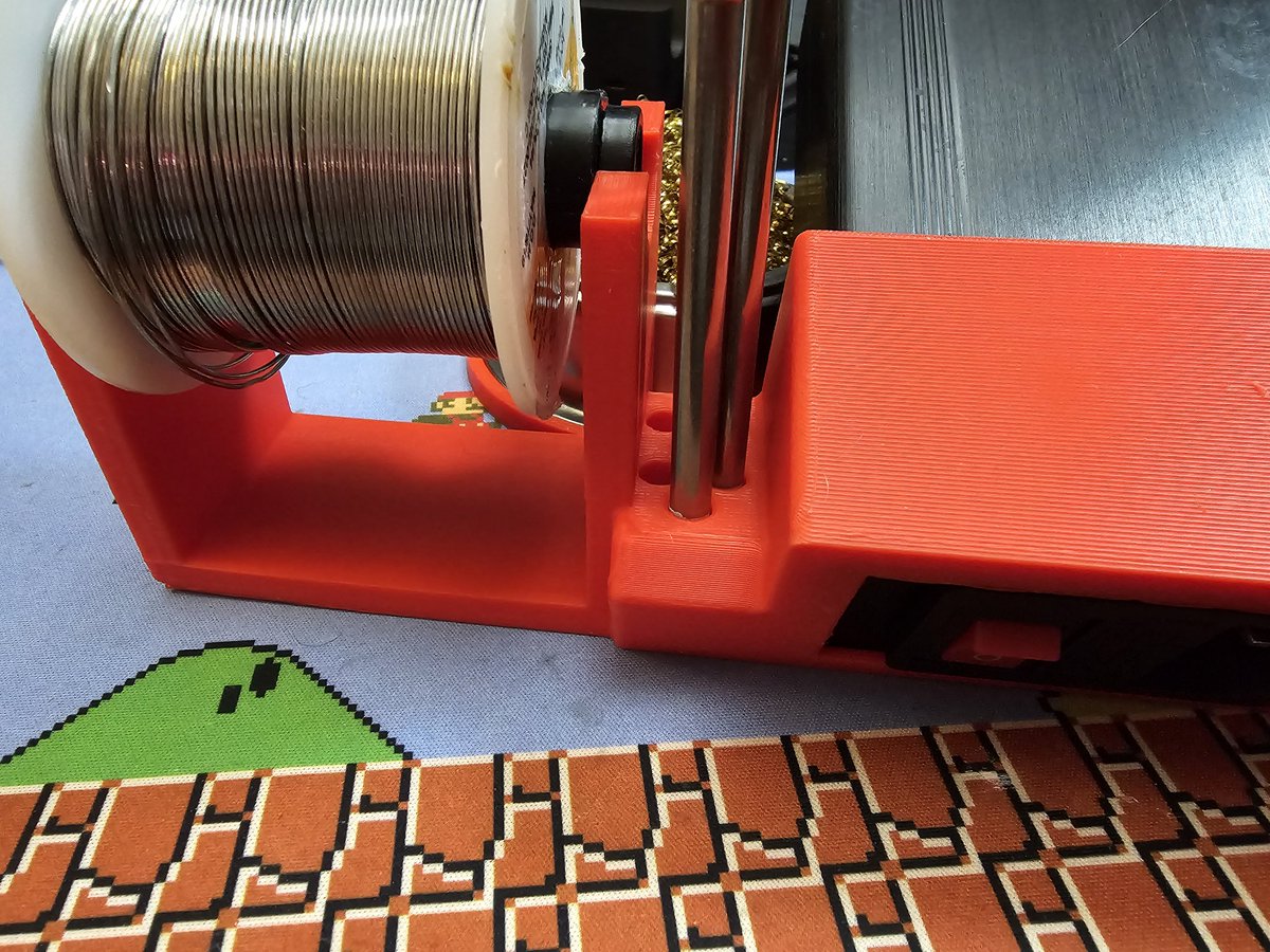 roxolidstudios's tweet photo. This is the final version of my #KSGER #T12 soldering iron workdtation. Everything was linked in @tinkercad properly, the right width solder spool area and it just works! I printed this in @aceaddity Red PLA+ on my @Creality3dP K1 printer. https://t.co/KtnK2hu9ez