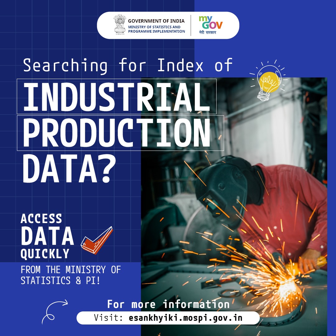 mygovindia's tweet image. Looking for Index of Industrial Production Data?
Access the data swiftly from the Ministry of Statistics and PI.
#IndustrialProduction
#NewIndia
#DataAccess
@GoIStats