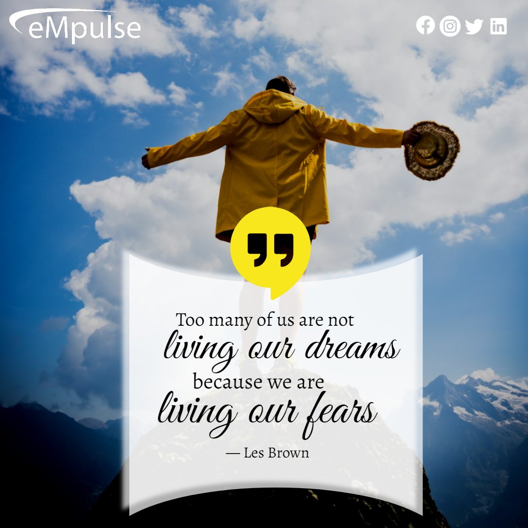 Too many of us are not living our dreams because we are living our fears. — Les Brown #empulseglobal #digitalmarketingservices #fridaymotivation #fridayvibes #inspirationalquotes #inspiringwords #qotd #liveyourdreams #livingourfears #notlivingourdreamsbutfears #LiveYourPassion