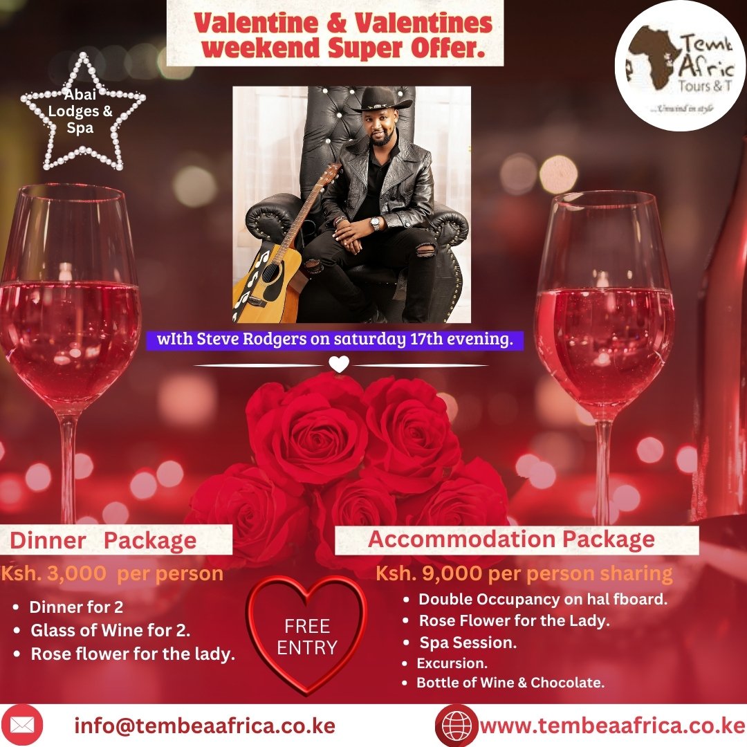 Looking for a Valentine's Day gift that will stand out? This limited-edition package is unlike any other.Step away from the everyday &amp; rediscover the familiar beauty of each other.
For bookings 💌 info@tembeaafrica.co.ke
#tembeaafrica
#abailodgesandspa
#valentineday 
#Love