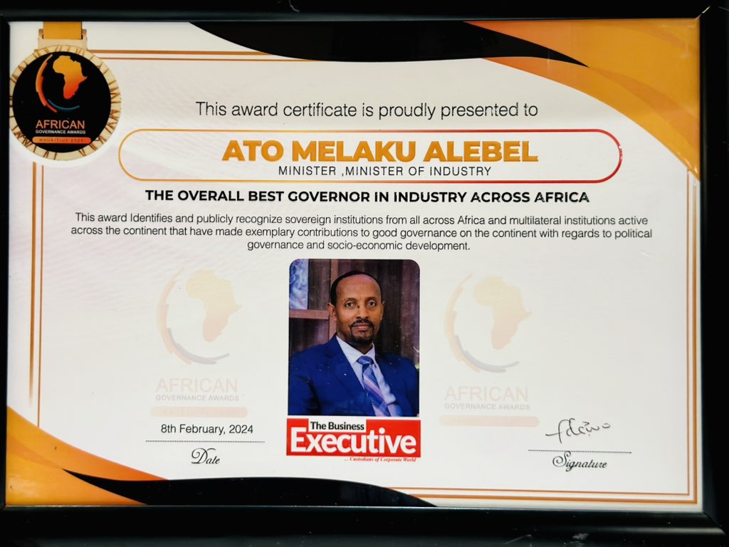 ethio_Industry's tweet photo. Congratulations to Our Minister Excellency @melaku_alebel For #awarded
#The_Overall_Best_Governor_in_Industry_Across_Africa

 #ኢትዮጵያ_ታምርት #እኛም_እንሸምት
https://t.co/oxTcBN3jtW https://t.co/hdO5AujjIq