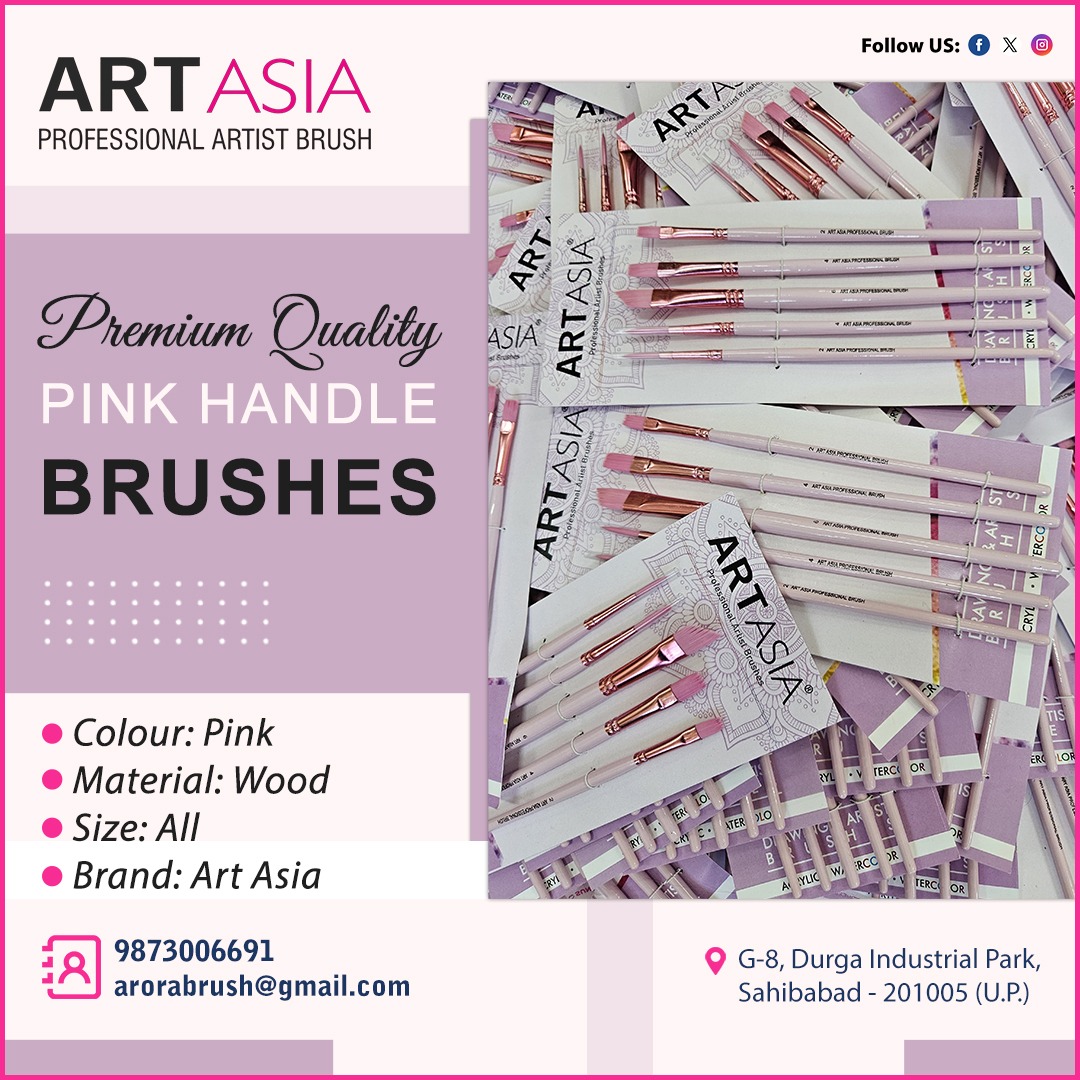 Premium Quality Pink Handle Brushes
.
🌸Colour: Pink 
🎨Material: Wood
✨Size: All
🖌️Brand: Art Asia
.
Call For Any Inquiries 9873006691
.
#artasiabrush #mixhoghairbrushset #artbrushes #highqualitybristles #artistictools #paintingessentials #brushsizes #woodenhandles #artsupplies