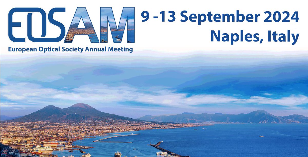 EOS_AM's tweet photo. Call for papers! 
EOSAM in Naples, 9-13 September 2024.

Submissions are accepted for oral and poster presentations, for all topics of all topical meetings and sessions
https://t.co/pHmCjk1Yce
#photonics #submission #callforpapers #optics https://t.co/wlDTlPQXxl