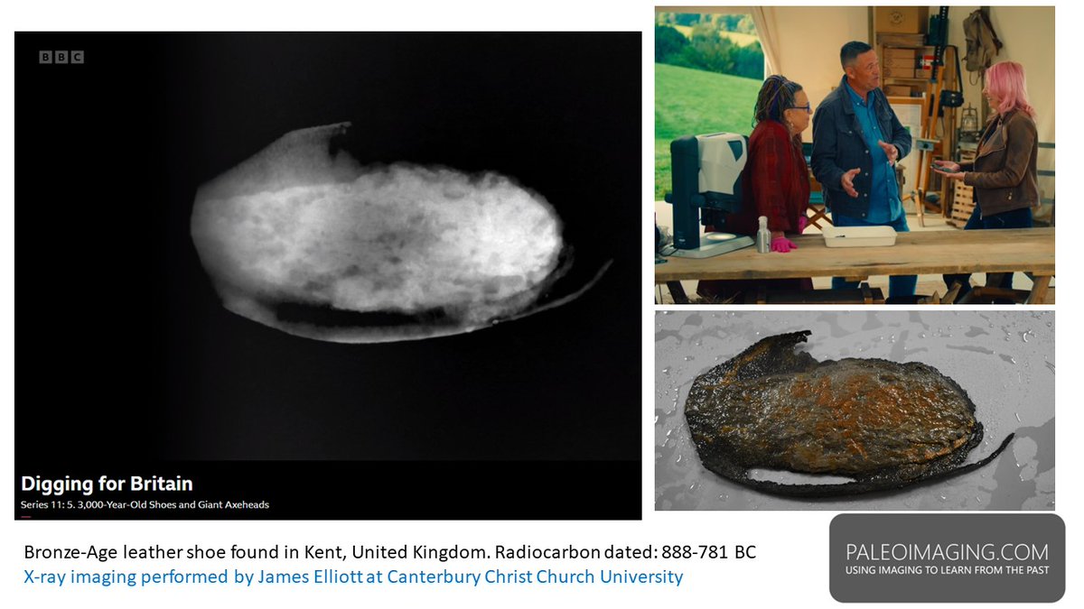Glad to see that my X-ray of the Bronze-Age leather shoe made it onto Digging for Britain! Check out the full story on BBC iPlayer. #diggingforbritain #cccu @CSIsitt Congrats to Steve Tomlinson for the find!