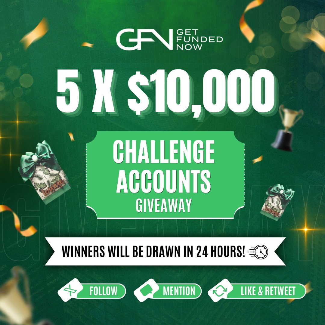 🎁24 HOUR GIVEAWAY!🎁 

Three things you need to do to:
1️⃣  Follow our pages <a href="/gfntrader/">Get Funded Now</a> and <a href="/neeravvadera/">Neerav Vadera</a>.
2️⃣  Tag 3 of your fellow traders in the comments.
3️⃣  Like and retweet this post.

Winners will be drawn in just 24 hrs! Good luck! 💪✨ #Giveaway #ContestTime #GetFundedNow