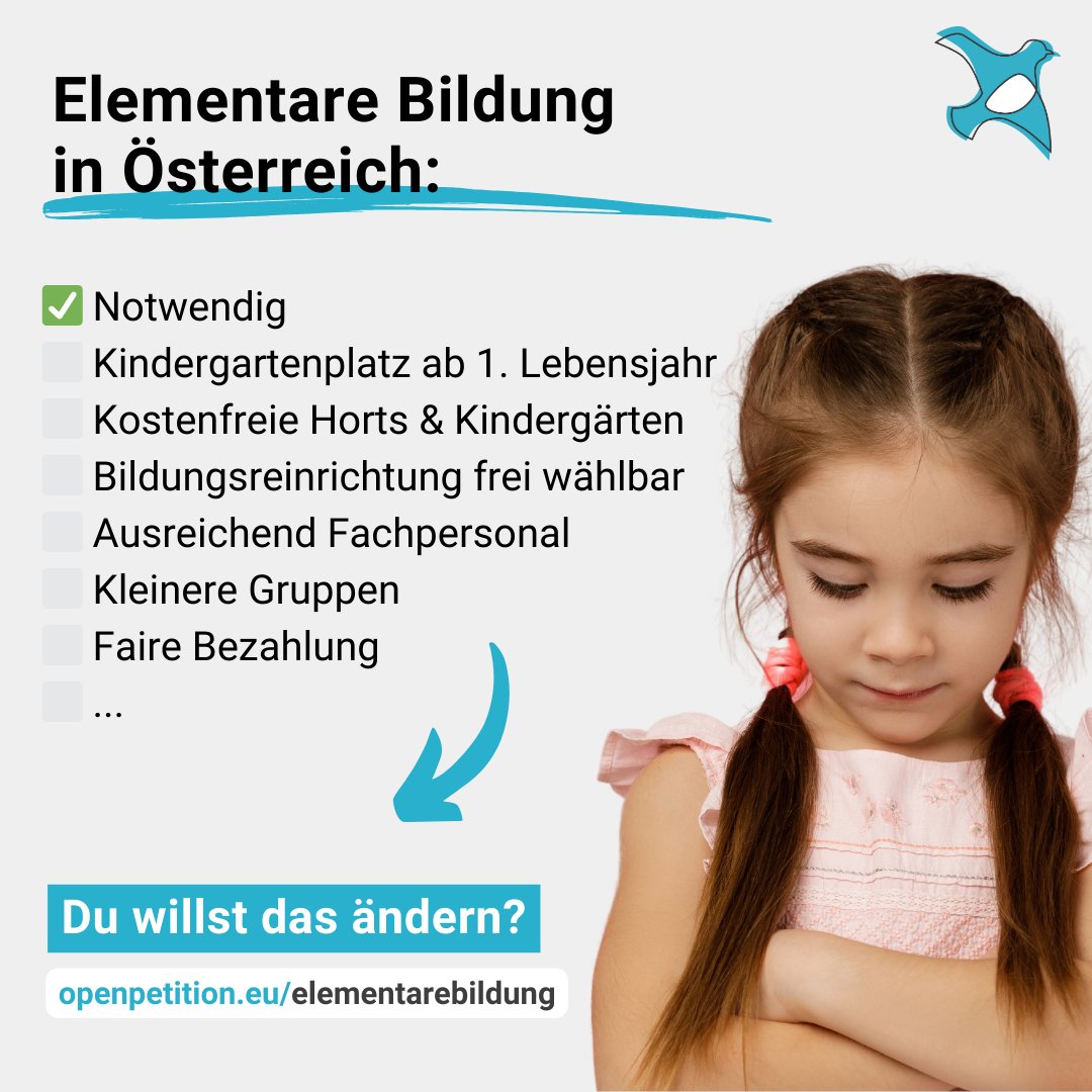 25.000 Österreicherinnen &amp; Österreicher 📣 fordern gemeinsam mit <a href="/CaritasAustria/">Caritas Österreich</a> <a href="/netzwerk_o/">NeBÖ- Netzwerk elementare Bildung Ö</a> <a href="/diakonieAT/">Diakonie Österreich</a> eine Reform für #ElementareBildung. Unterstützt du die #Petition? 
✍️ openpetition.eu/elementarebild…
#kindergartenbraucht #Elementarpädagogik #kindergarten #kostenfreierkindergarten