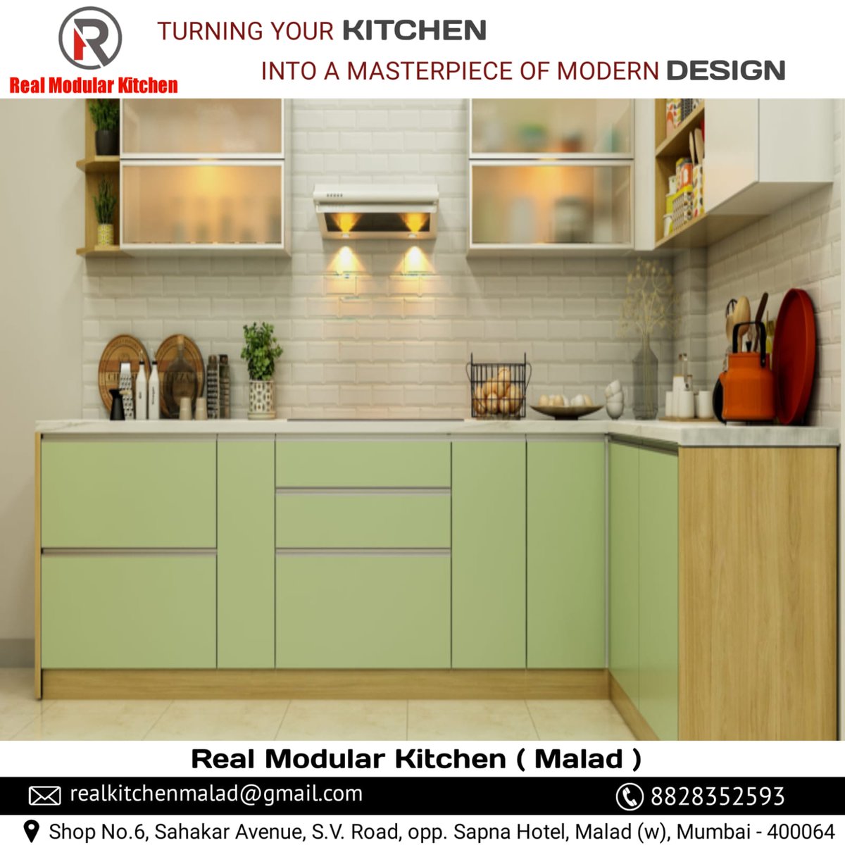 realmalad's tweet image. &quot;🏡✨ Elevate your home with Real Modular Kitchen in Malad West, Mumbai! From sleek modern designs to timeless classics, we offer comprehensive kitchen and interior solutions tailored to your style. 
Contact us at 8828352593 to bring your dream kitchen to life!#RealModularKitchen
