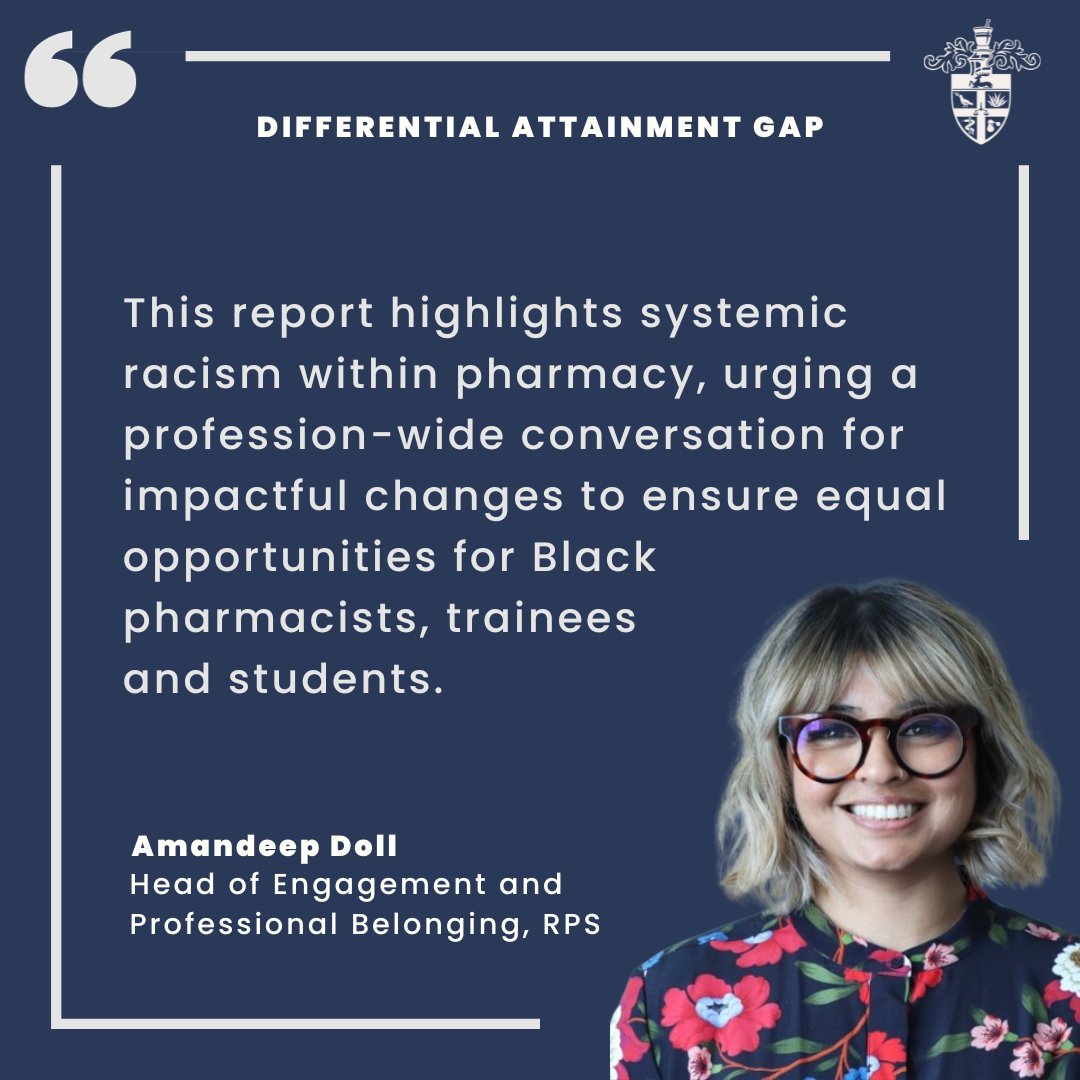 Our new report calls for action on differential awarding and attainment gaps in pharmacy education. Discover our key findings and recommendations here: bit.ly/3OsxZQE #RPSIandD #ListenActChange <a href="/APharmacistDoll/">Aman (ਅਮਨ) Kaur Doll</a>