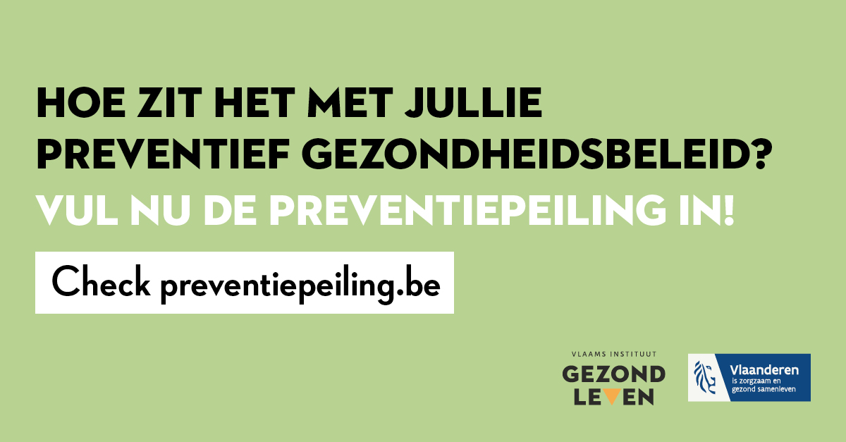 Hoe zet jouw lokaal bestuur zich in voor de gezondheid van de inwoners? Help ons met 10 minuten van jouw tijd: neem deel aan de Preventiepeiling. 👉loom.ly/CW4MKDQ 
#gezondegemeente #preventiepeiling #preventie #gezondheidsbeleid #vlaanderen #brussel