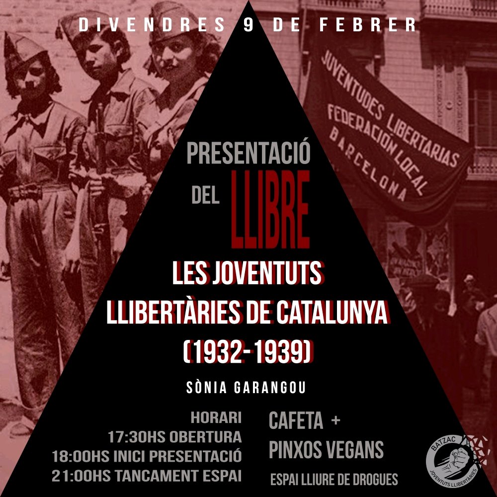 Vols conèixer què fem a <a href="/BatzacMaresme/">Batzac - Maresme</a> ?
T'interessa aprendre sobre la lluita que van dur a terme lis nostris predecessoris en l'anarquisme juvenil i organitzat?
Per conèixer això i més vine a passar la tarda al local de <a href="/maresme_cgt/">CGT MARESME</a>
Tindrem tapes veganes i beguda
També distri