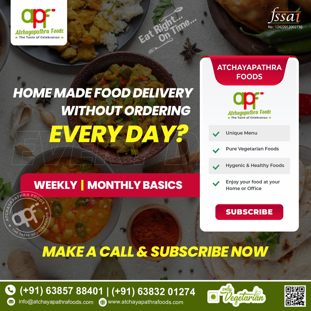 🥘 Say goodbye to daily ordering and enjoy delicious homemade meals!!! 

#AtchayapathraFoods #HomemadeGoodness #MonthlyMeals #WeeklyMeals #homemadefoods #atchayapathrafoods #maduraifood #lunchbox #DinnerBox #OnTimeDelivery #lunchdelivery #homecooked
