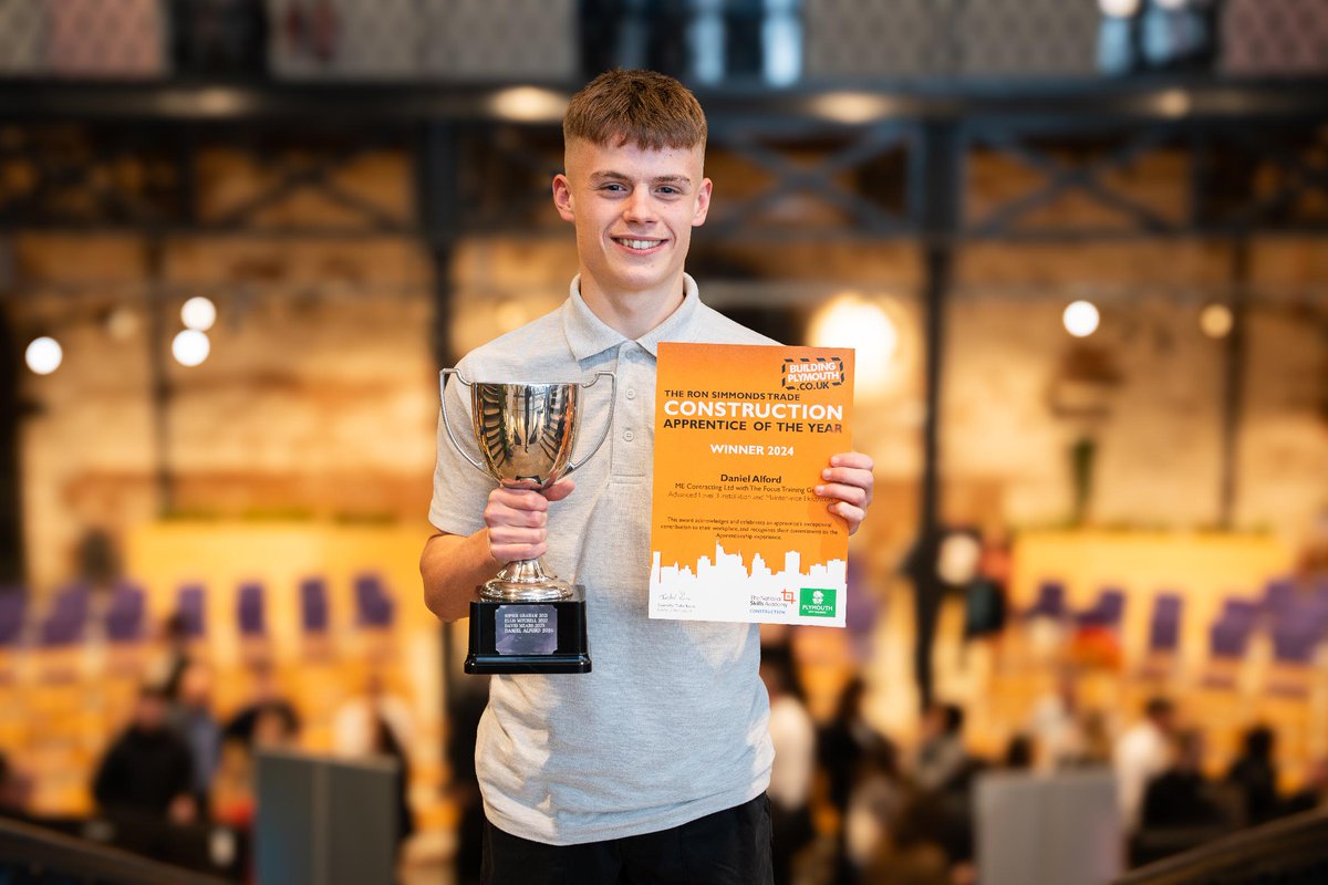 Winner: The Ron Simmonds Trade Apprentice of the Year 2024 is Daniel Alford. Huge congratulations to Dan. Employed by #MEConstracting and supported by local provider @focustrainingsw read more about Dan's story here zurl.co/05fe @plymouthcc #NAW2024