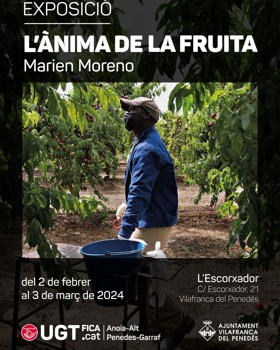 ApgUgt's tweet photo. La nostra organització, ha volgut posar rostre al preu de la fruita.Hem volgut copsar les seves tràgiques vides per denunciar a tots aquells i aquelles que no hi posen solució. La exposició es podrà visitar, del 2 de febrer al 3 de març . A  l'ecorxador de Vilafranca del penedes. https://t.co/Ns1SkyXGya