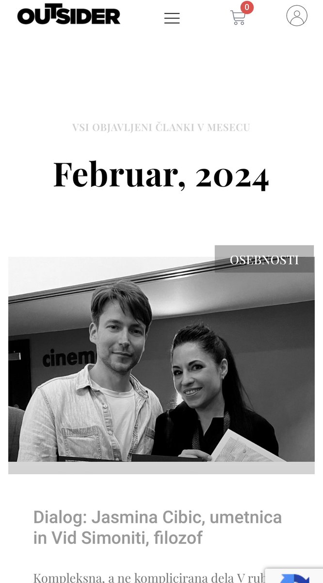 Dialogue with me & fantastic @jasminacibic in Outsider now online (in Slovenian) outsider.si/2024/02/