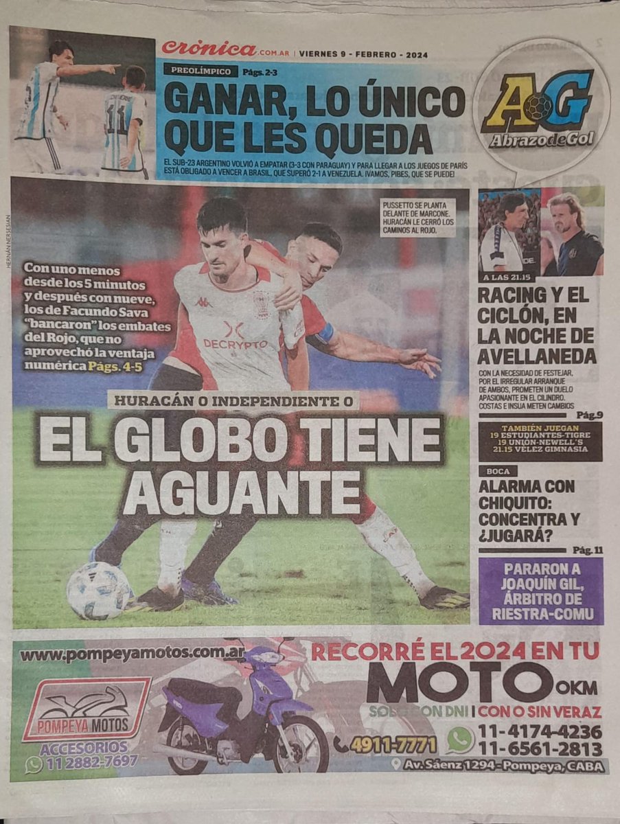 WalterVerst's tweet photo. #BuenDía y #BuenViernes para todos !!
A continuación, las portadas de los diarios de hoy #Viernes 09/02/2024 #9deFebrero #9FEB2024 #9F.

#AbrazoDeGol 
#DiarioOlé 
#Superdeportivo https://t.co/2ELoByWZEB