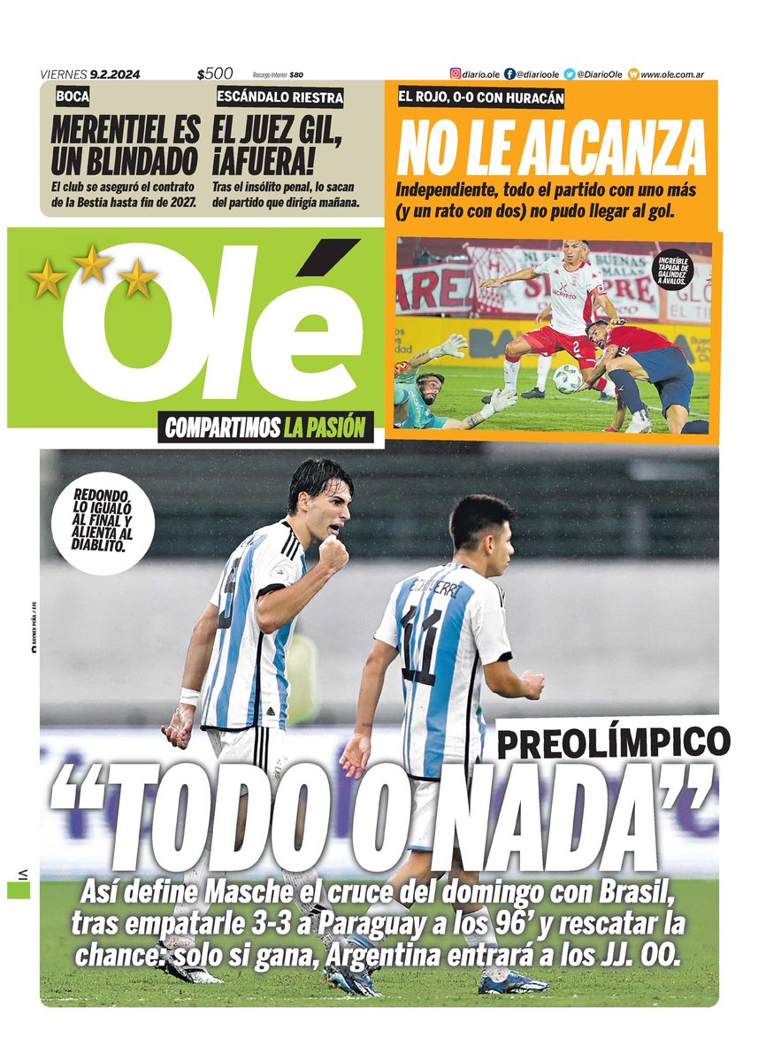 WalterVerst's tweet photo. #BuenDía y #BuenViernes para todos !!
A continuación, las portadas de los diarios de hoy #Viernes 09/02/2024 #9deFebrero #9FEB2024 #9F.

#AbrazoDeGol 
#DiarioOlé 
#Superdeportivo https://t.co/2ELoByWZEB
