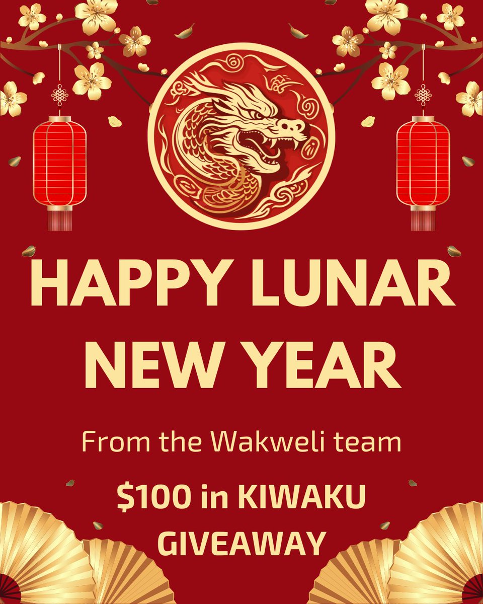 WakweliChain's tweet photo. 🎊 Happy Lunar New Year 2024 to our amazing community! 🎊

🐉 May the #YearOfTheDragon bring you prosperity, joy, and success!

 To celebrate, we're offering $100 in KIWAKU! 🧧

To enter:
1⃣ Follow us
2⃣ ♥️ + 🔁
3️⃣ Share the love and tag 2 friends

Good luck all 🥳 
#LunarNewYear2024 #Giveaway 

⏰ 72h