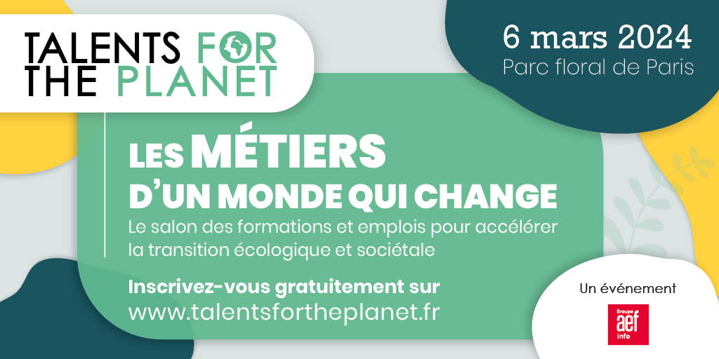 talents4planet's tweet photo. [TALENTS FOR THE PLANET 2024] 

Envie de participer à la réussite de la transition #écologique et #sociétale autour des #métiers, de l'#emploi et de la #formation ? 

📆 RDV le 6 mars 2024
📍 Parc Floral de Paris
✅ Inscription gratuite :  https://t.co/fekIozjqUc https://t.co/n0aVZASVT6