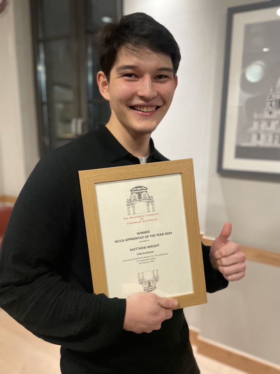 Our Architectural Assistant Matthew has been named Apprentice of the Year by The Worshipful Company of Chartered Architects.
 
Architectural Assistant, Matthew, is currently studying for his Part 2 Masters apprenticeship at the @cambridge_uni

#NAW2024 #nationalapprenticeshipweek