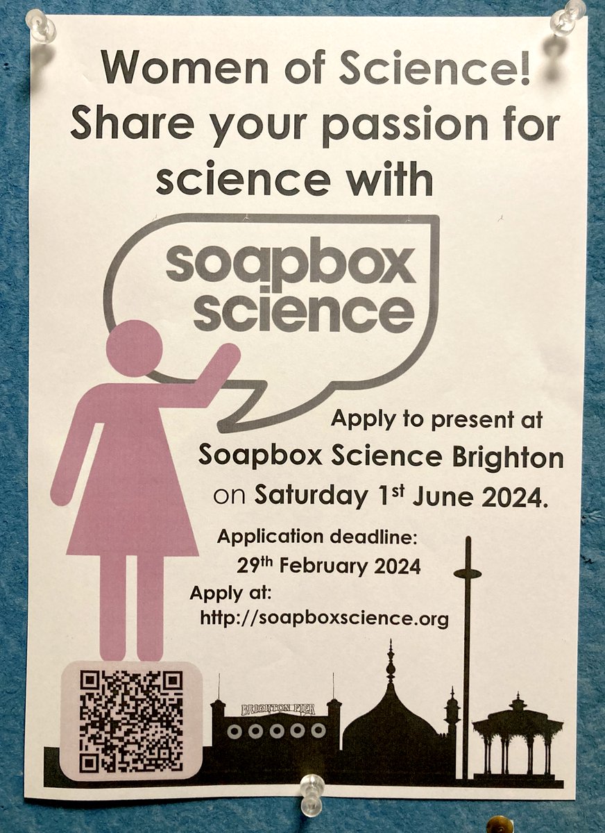 It's happening! Don't miss your chance to get involved in @SoapboxScience as a presenter or a volunteer! Help to promote women and girls in science 🧠🧪🥼 @SussexUni #stemgirls #Science #scicomm