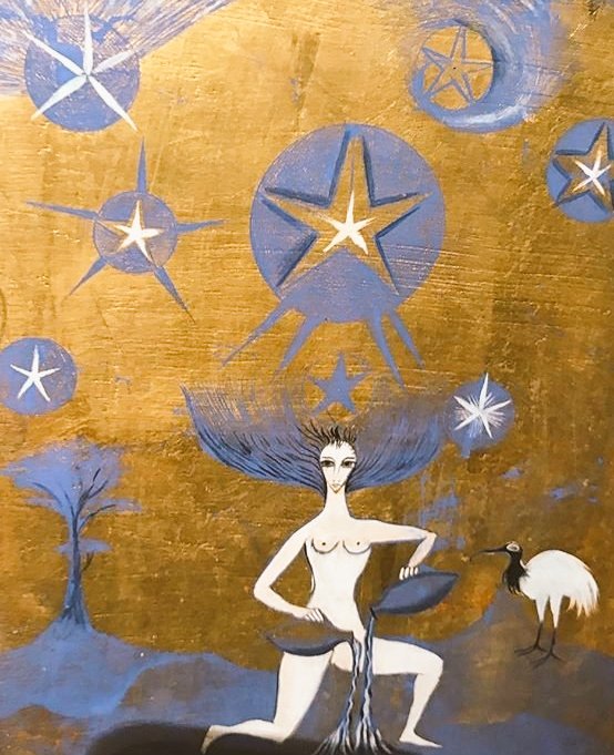 'The Star' from the tarot cards created by Surrealist painter Leonora Carrington. The Star brings hope, renewed power, and strength to carry on with life. #WomensArt