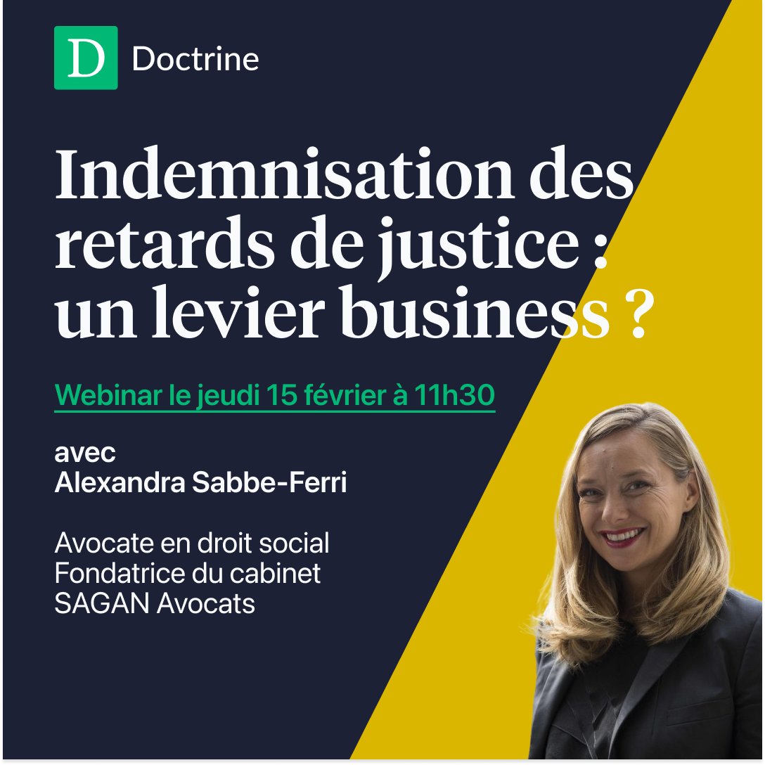 Rdv pour un webinar exclusif avec Sagan Avocats sur le thème de l'indemnisation des retards de justice.

Engagez pour vos clients la responsabilité de l'Etat au titre des délais anormalement longs de justice.

Le jeudi 15/02 à 11h30.

Inscriptions ici : hubs.la/Q02ktt2Q0