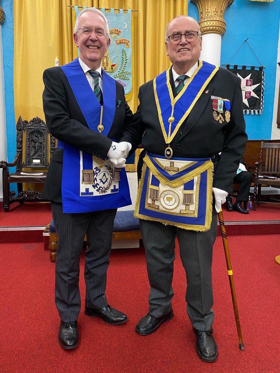 A certificate to mark 50 years service to Freemasonry! Presented to Julian Ridgers of Abbot Lichfield Lodge No. 3308. At the meeting, Richard 'Dick' Rowlings was promoted to the rank of Past Provincial Junior Grand Warden by our Provincial Grand Master, Stephen Wyer. 🥳