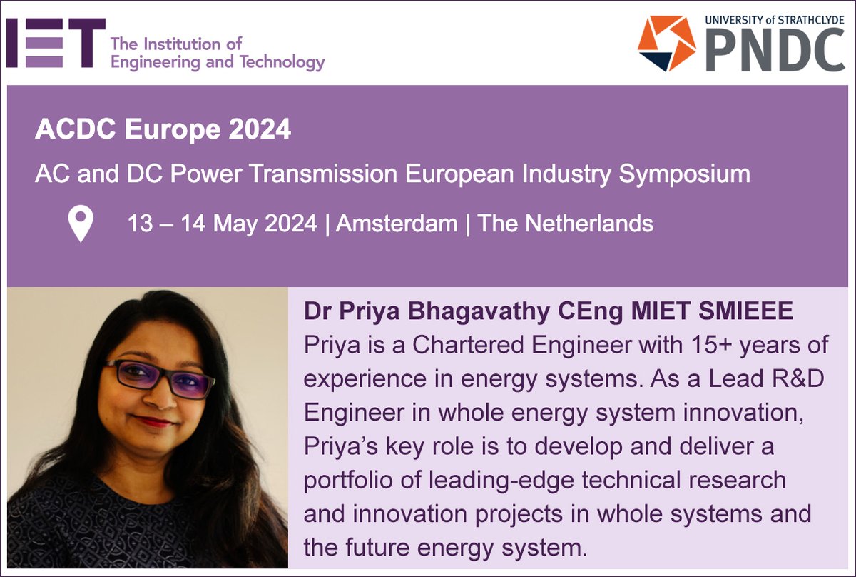 PNDC's lead R&D engineer for whole systems & one of the leading voices in the industry, Dr Priya Bhagavathy, will be speaking at @TheIET ACDC Europe 2024 conference in Amsterdam. 🗣️ Point of View: Whole Systems 🗓️ 16:10 UTC, Monday 13th May 2024 🌐 acdc.theiet.org