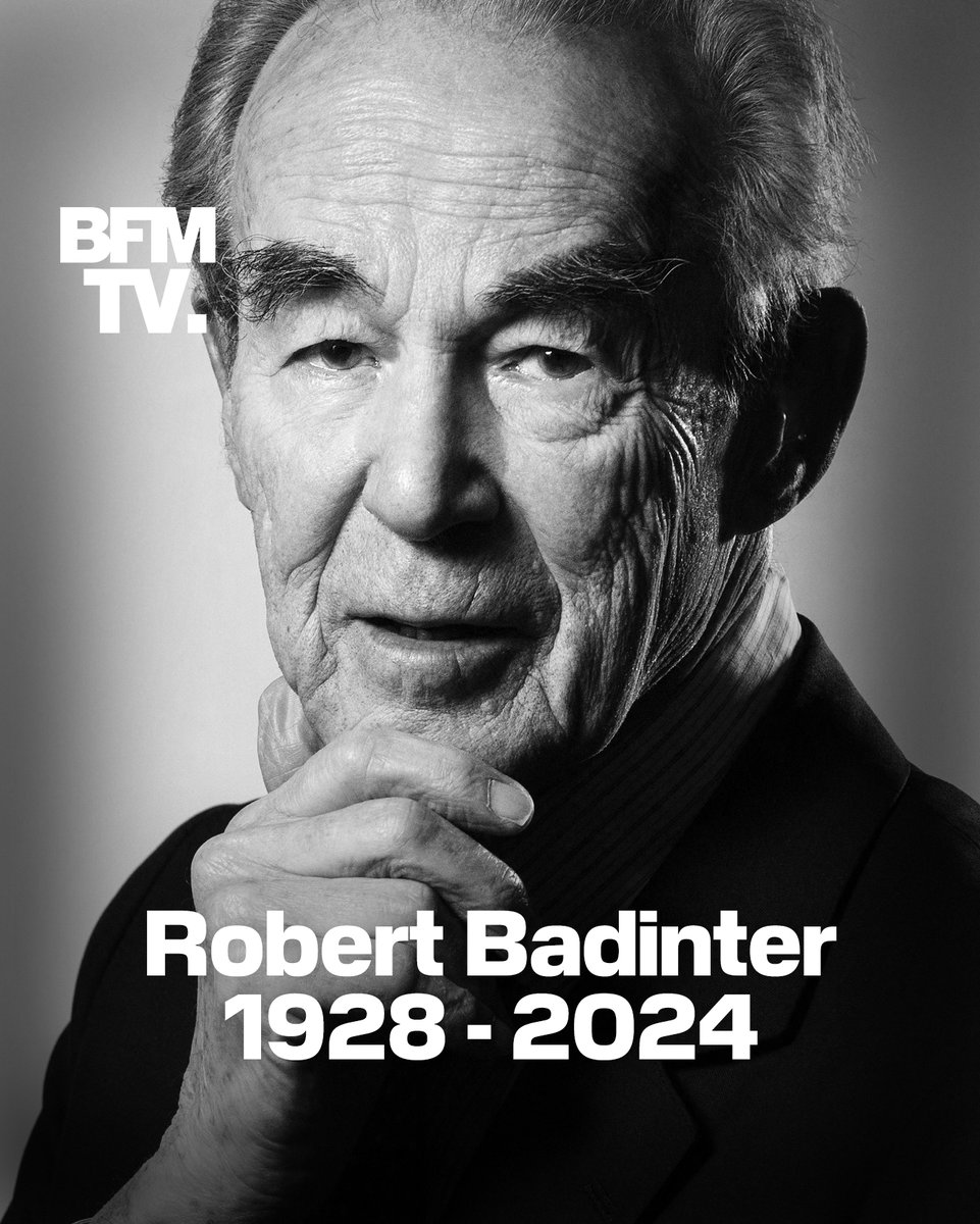 BFMTV's tweet photo. ⚫ ALERTE INFO
Robert Badinter est mort https://t.co/iRWugxBWX9 https://t.co/pDKoJJM2K9