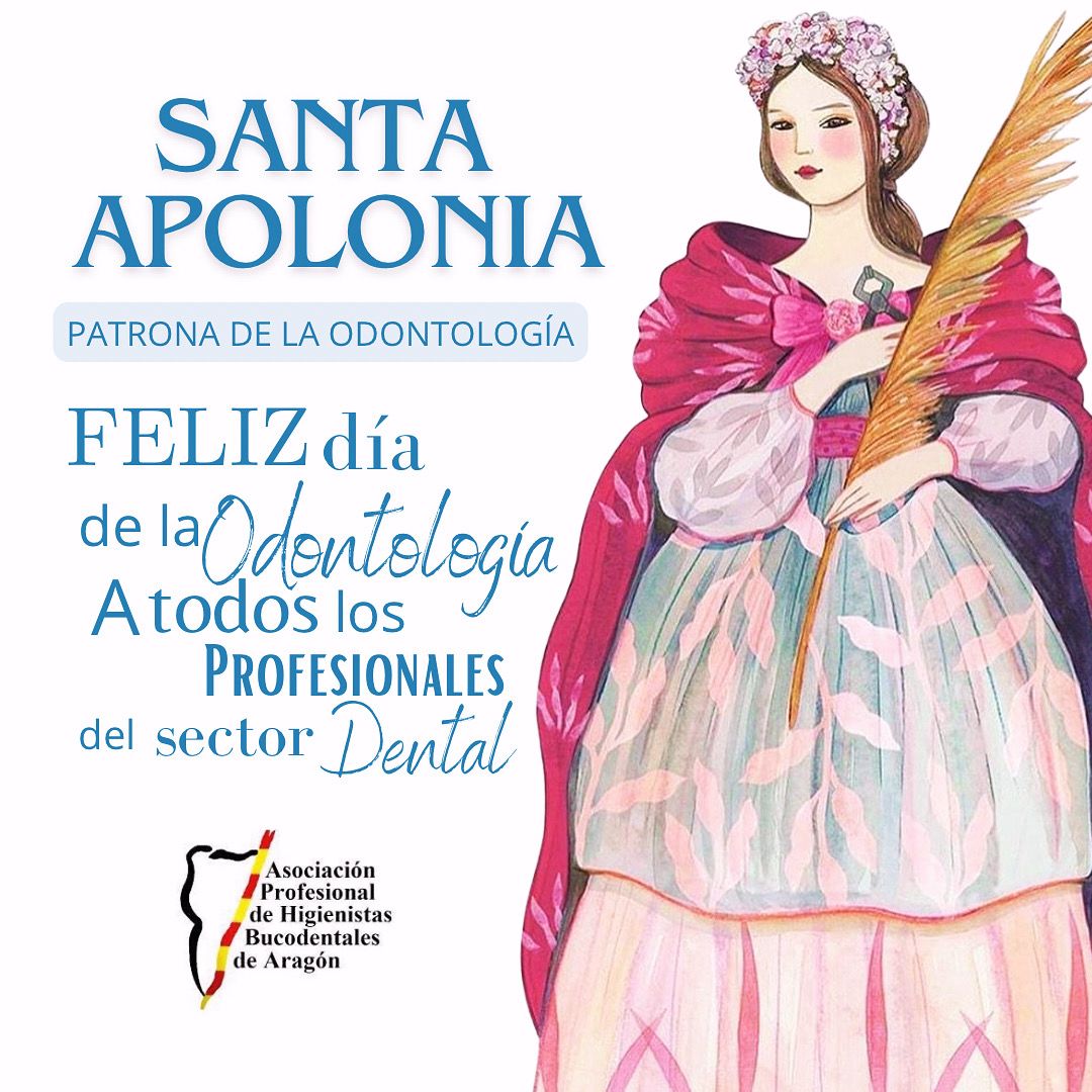 Desde AHB Aragón queremos felicitar 🥳 a todos nuestros compañeros 👩🏼‍⚕️🧑🏻‍⚕️ que trabajan en el sector dental 🦷 este día 9 de febrero, día de Santa Apolonia. 

 👉🏼 Santa Apolonia fue una mártir cristiana de Alejandría a la que torturaron arrancándole violentamente los diente