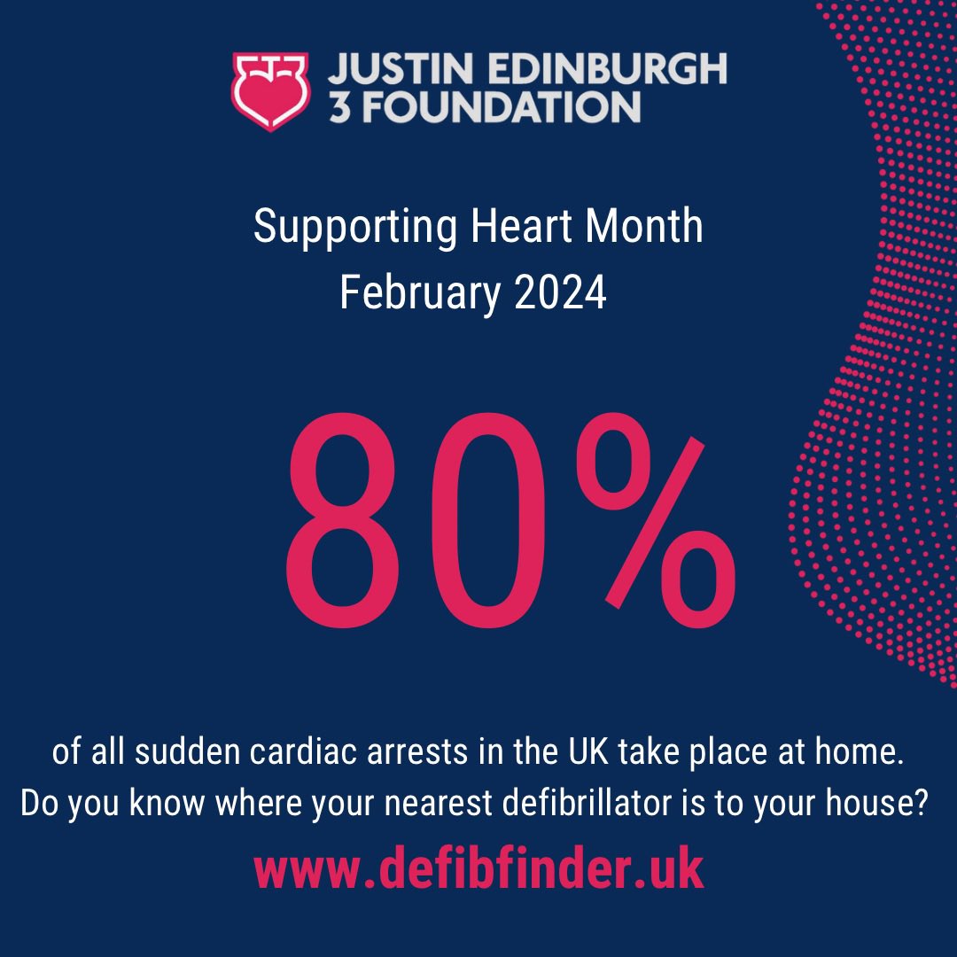 80% of all sudden cardiac arrests in the UK take place at home. 

Do you know where your nearest defibrillator is to your home ? 🏡

To locate the defibrillator nearest to you head over to defibfinder.uk 

👼🏼❤️ #JustinsLaw #ForTheMemories #JE3Foundation