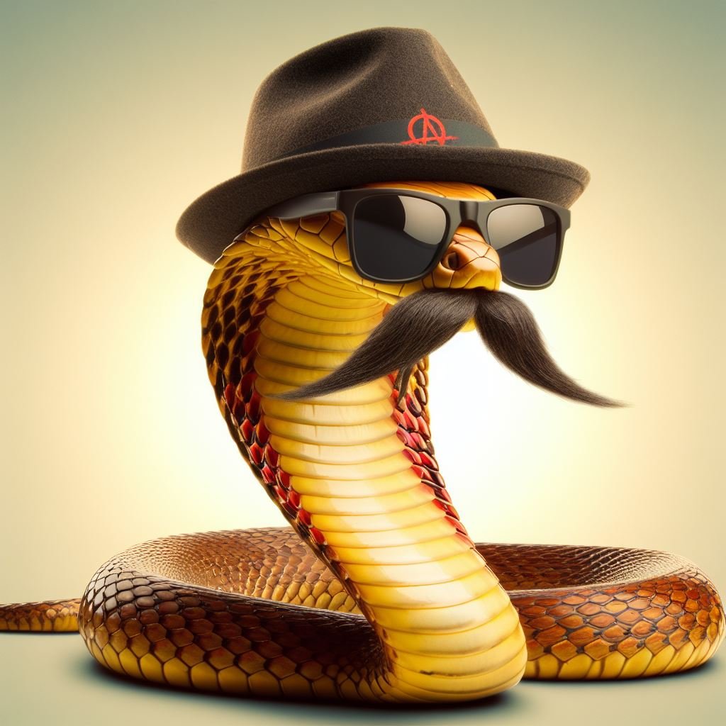 BasadoWazowski's tweet photo. Esta cobra, en lugar de seguir las normas establecidas, ha adoptado una postura anarcocapitalista. Se desliza por la jungla mientras murmura sobre la abolición del estado y la propiedad privada. Su mordedura es una metáfora de la lucha contra la opresión gubernamental. 🐍💼🕶️ https://t.co/ZWA5EGgl0p