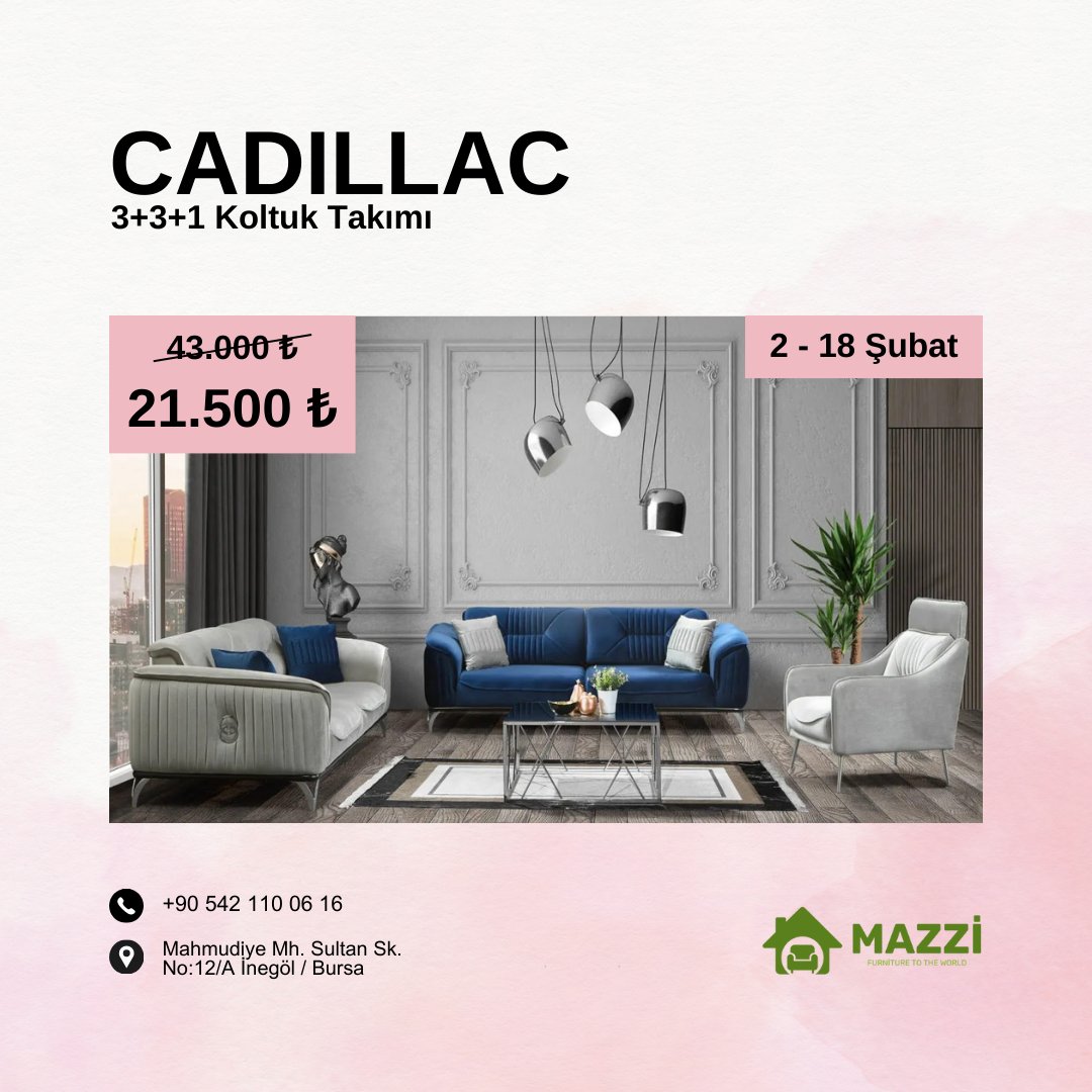 mazzisofa's tweet photo. KAÇIRMA👈
⭐️% 50 İNDİRİMLER DEVAM EDİYOR

Fiyat: 21.500 ₺ ✨

3+3+1 Koltuk Takımı

⭐️Bütün ürünlerimiz 2 YIL garantilidir.
⭐️Kumaş renklerini ÜCRETSİZ olarak değiştirebilirsiniz.
⭐️Parça ekleyip çıkartabilirsiniz.

#mobilium #modernkoltuk #köşetakımı #köşekoltuktakımı https://t.co/u3EsST7ZQf