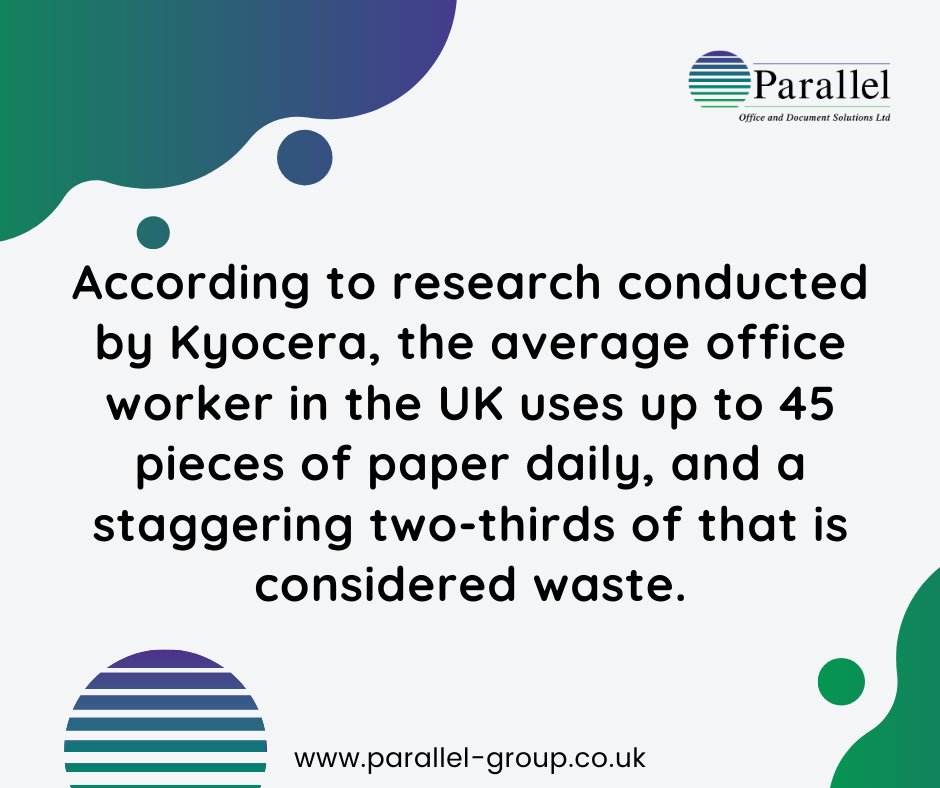 Parallel_Group_'s tweet image. Isn't that a staggering statistic?!

That adds up to over 11,000 printed pages with nearly 8000 of them going in the bin!

Is it time you gained control over your printing? Our team are ready to help!

#managedprintservices #paperwaste