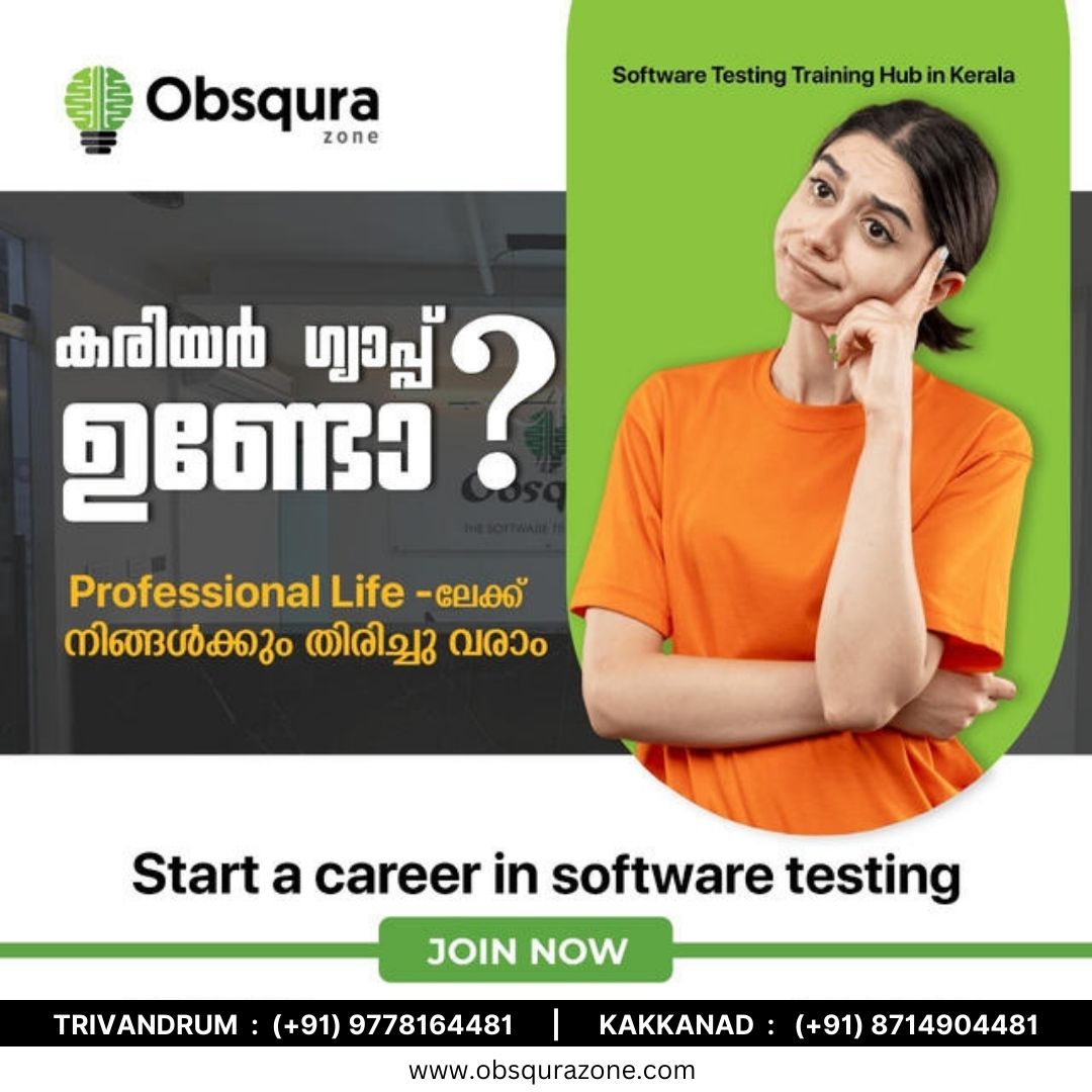 ObsquraZ's tweet image. Come back to Professional Life!!

Join our 'Women IT Career Reboot Program' in software testing &amp;amp; get chance to resume your career.

📲For more info please contact:
📍Trivandrum/WhatsApp : (+91) 9778164481
📍Kakkanad Call/WhatsApp : (+91) 8714904481

#TestingCareer #ObsquraZone