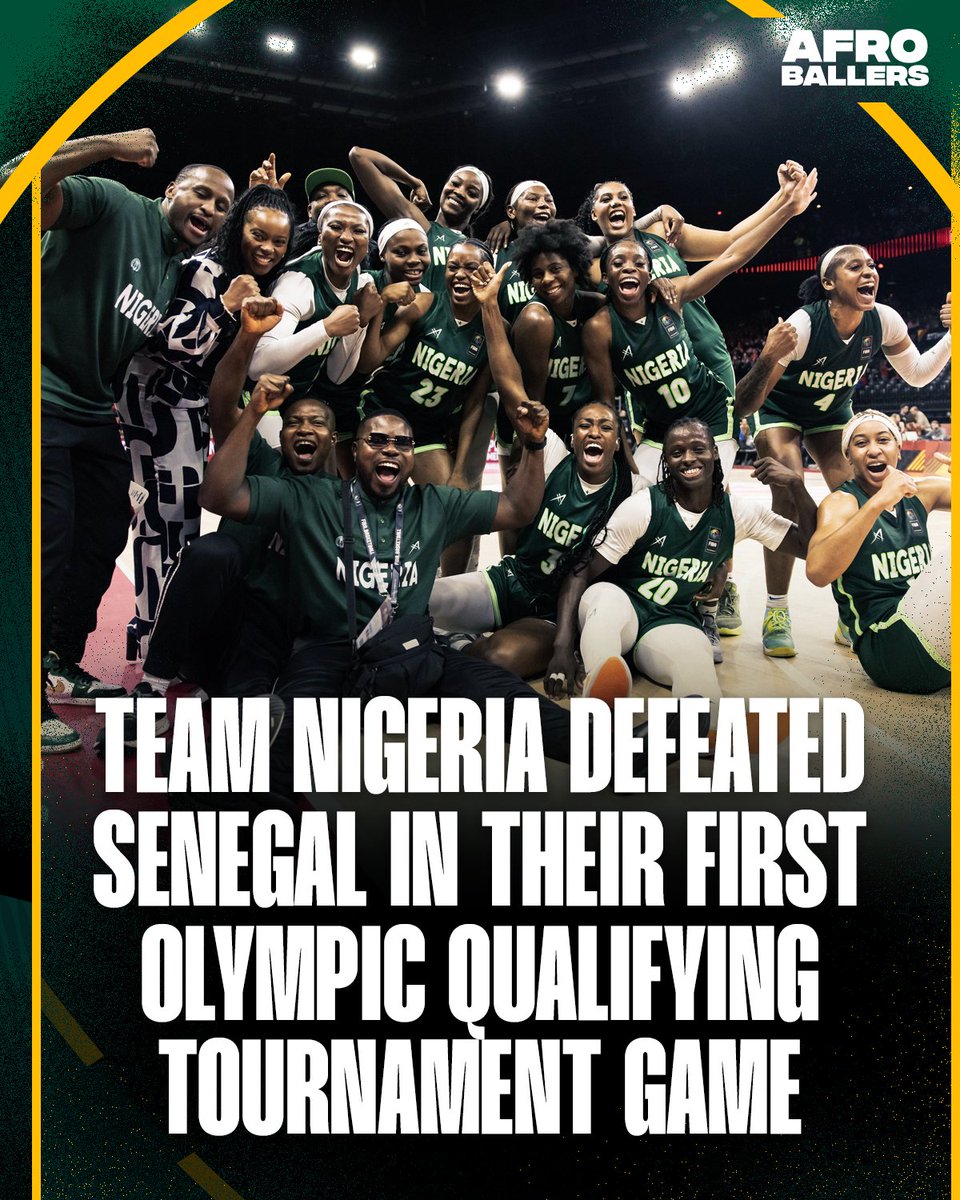 Team Nigeria won their first Olympic Qualification game against Senegal. They are now topping Group A & will be facing team USA at 6:15pm today. Leading scorers 🇳🇬Amy Okwonkwo (@amesokonkwo) : 23 points & 10 rebounds 🇳🇬 Sarah Ogoke (@Proliife7) : 11 points & 5 assists 🇳🇬