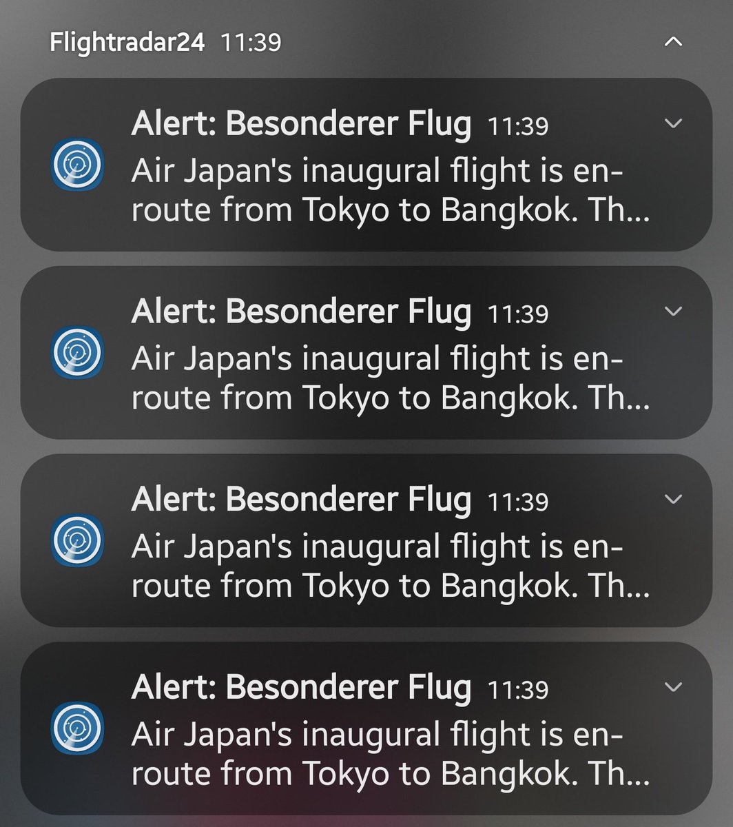 wilco737 (@wilco737) on Twitter photo Is it just me or why do I get all notifications from <a href="/flightradar24/">Flightradar24</a> 4 times?
Or is this an extreme special flight? π Is it just me or why do I get all notifications from <a href="/flightradar24/">Flightradar24</a> 4 times?
Or is this an extreme special flight? π