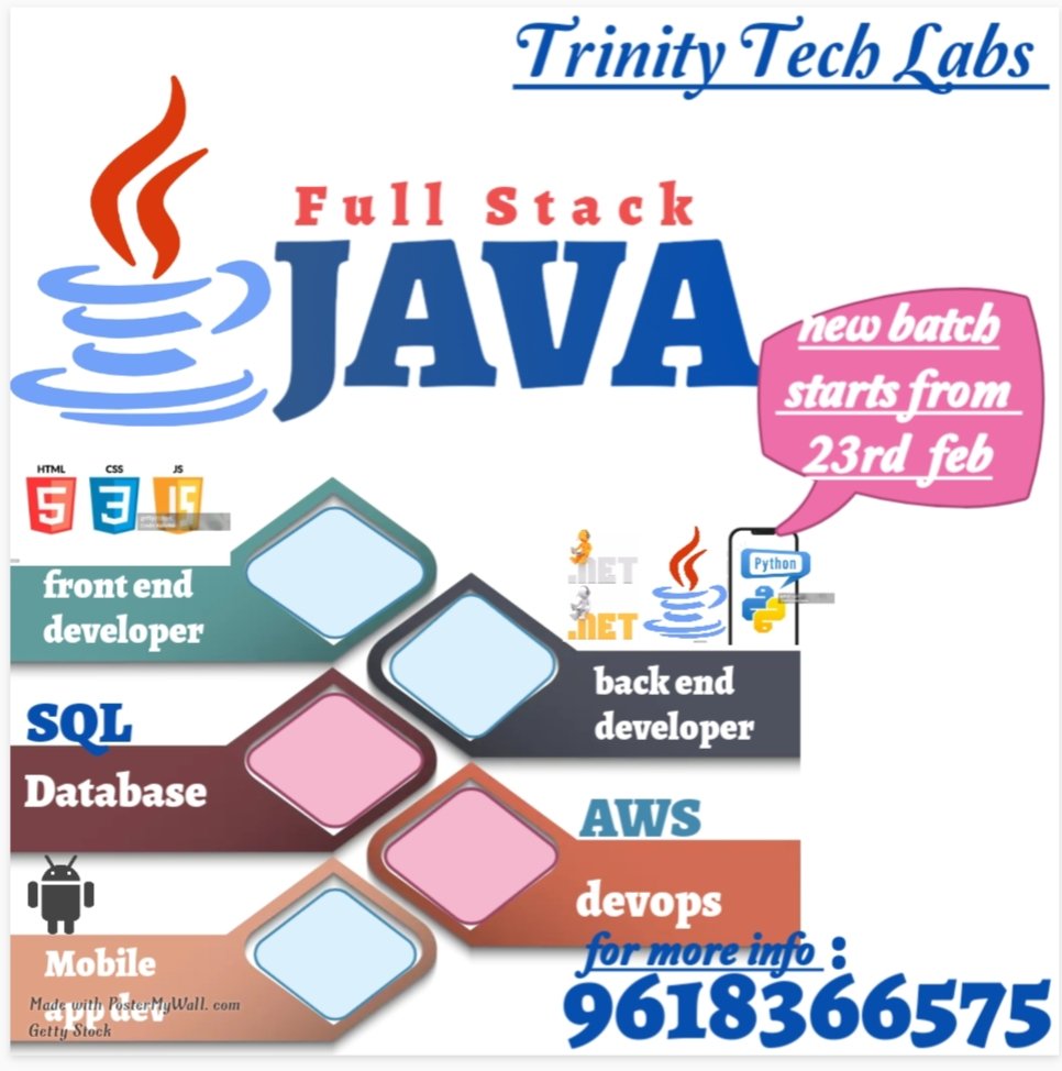 LabsTrinitytech's tweet image. #Full Stack JAVA
Trinity Tech Labs
New batch starts from 23rd feb