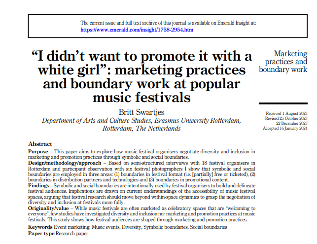 ✨New article!✨Excited to share that the final article from my dissertation is out: on how marketing and promotion practices by festival organisers &amp; photographers, including ticketing+promotional content, shape festival audiences <a href="/FestiVersities/">FestiVersities</a> <a href="/musicstudies010/">Rotterdam Popular Music Studies (RPMs)</a> <a href="/eshcc_eur/">ESHCC</a>