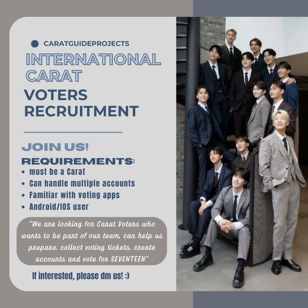 CaratProjects's tweet photo. 📢 CGP 2024 PROJECTS 📢

WHAT: INTERNATIONAL BASED FOCUS  RECRUITMENT 

Kindly see details below. 👇

Please help rt. Thanks 🙏
@pledis_17 #세븐틴 https://t.co/9Mo3rjHY9h