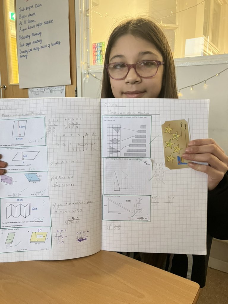 AyresomePrimary's tweet photo. Y6 are hard at work investigating the area of triangles and exploring ways to justify their answers - Emanuella has worked so hard she has achieved a golden ticket for her success 🎫 ⭐️🤩 #mathsreasoning @AdAstraTrust https://t.co/y4CYoETwVp