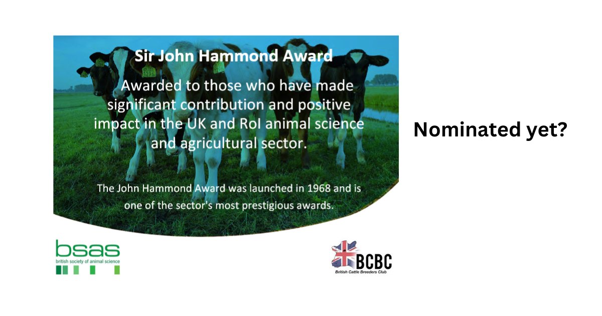 Know anybody who has made an outstanding contribution to animal science? This is your chance to honour them with one of the most prestigious awards in the sector. Visit here to find out how bit.ly/4bu9xs5 Spread the word! #animalscienceaward #Hammondaward #bsas2024